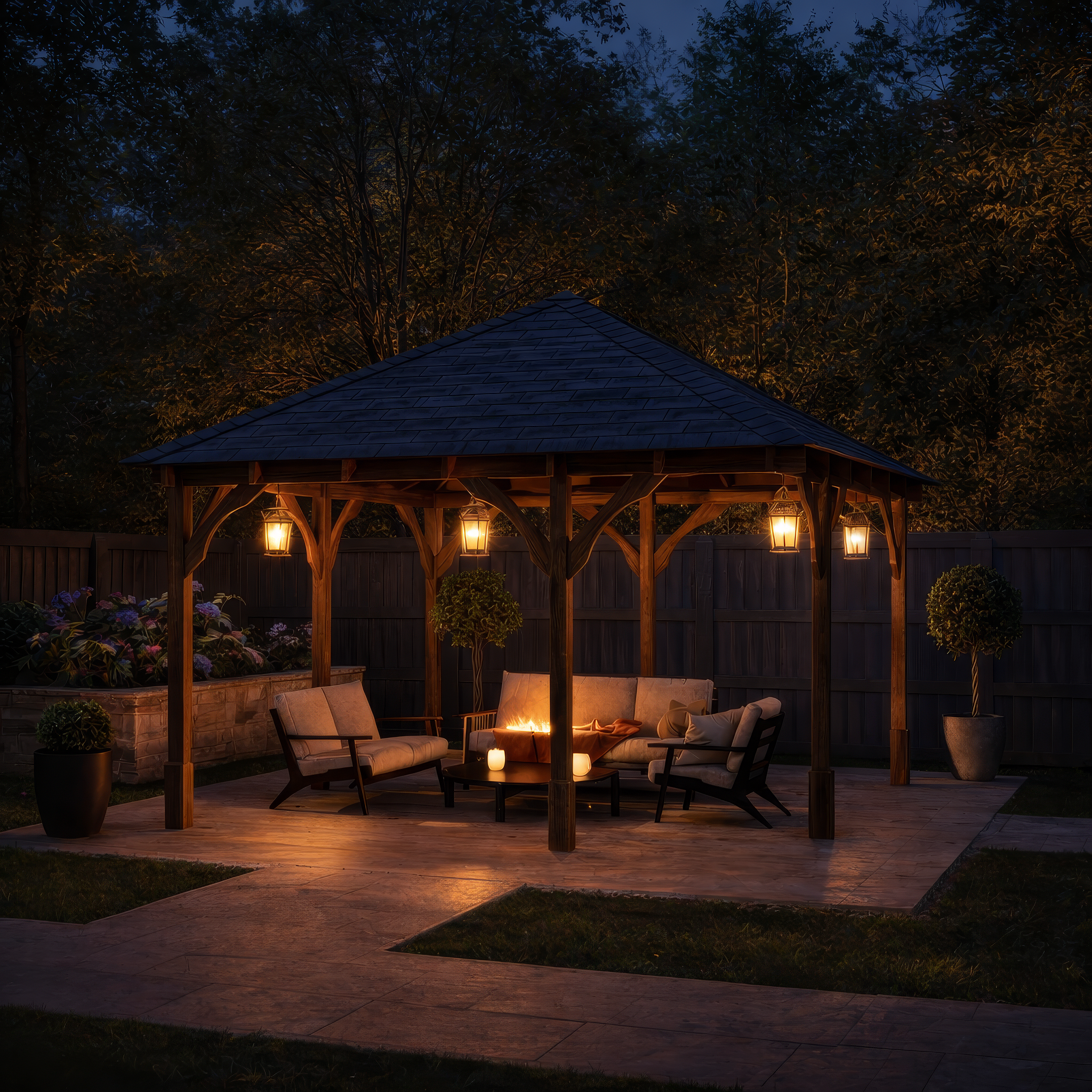 Luffenham Apex Gazebo - Rustic Brown - 3m Width x 3m Length