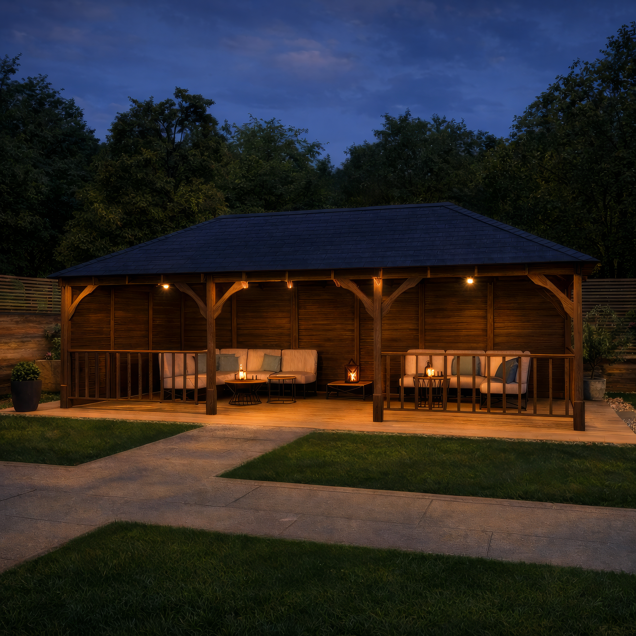 Lyndon Apex Gazebo - Rustic Brown - 3m Width x 7m Length
