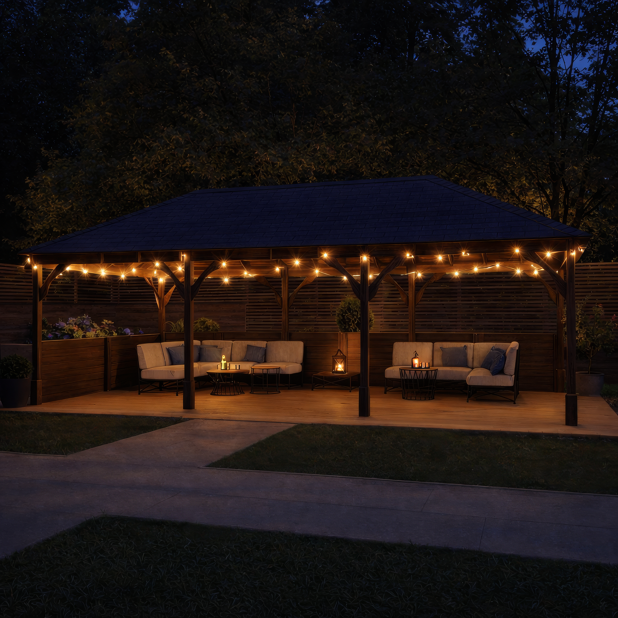 Lyndon Apex Gazebo - Rustic Brown - 3m Width x 7m Length