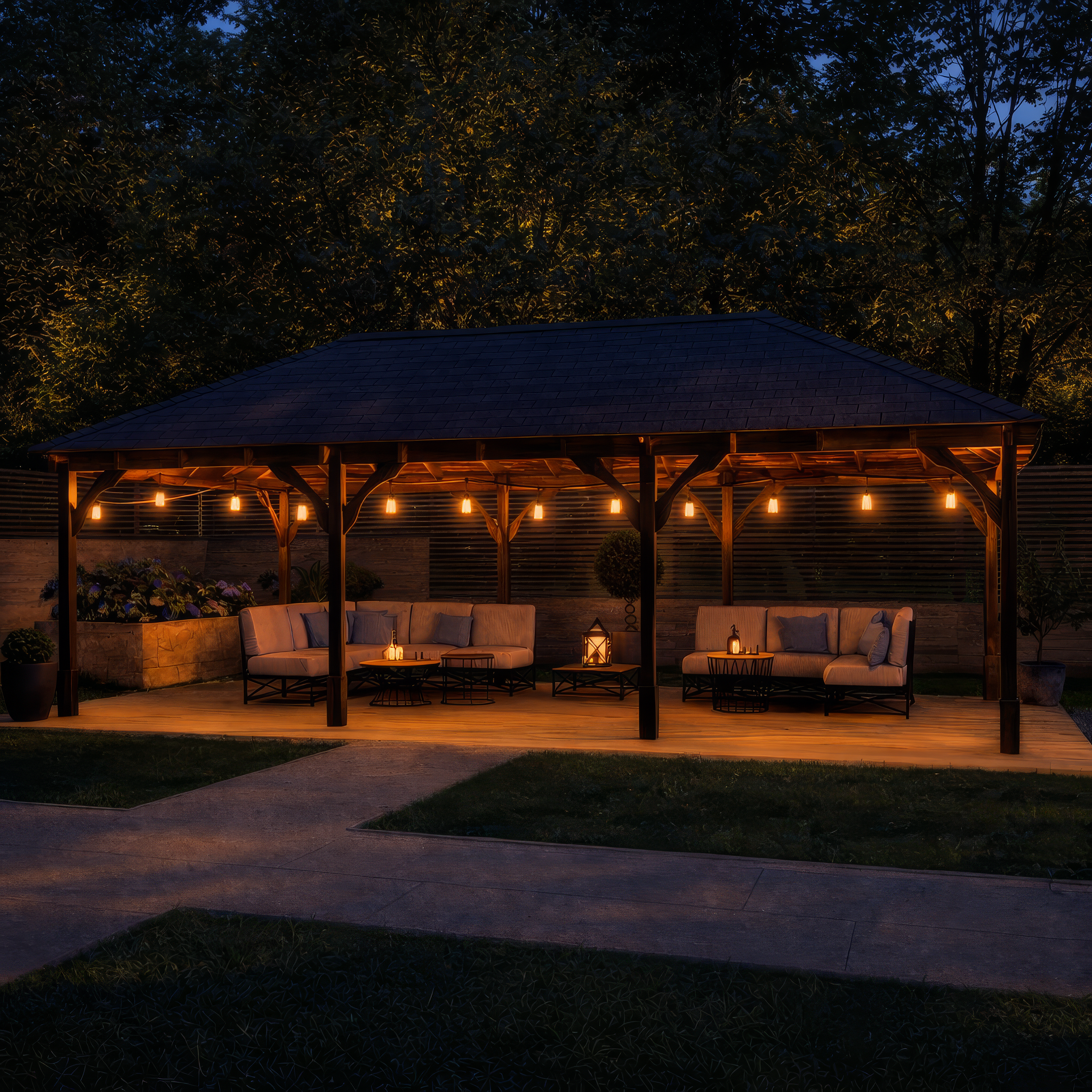 Lyndon Apex Gazebo - Rustic Brown - 3m Width x 7m Length