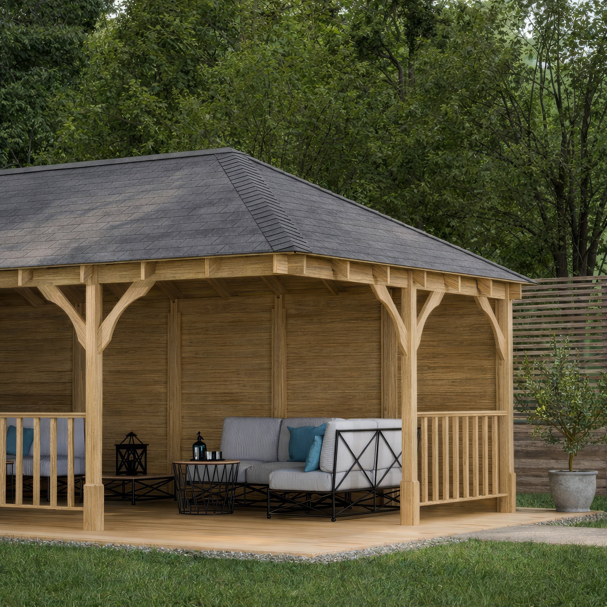 Overton Apex Gazebo - Light Green - 3m Width x 8m Length