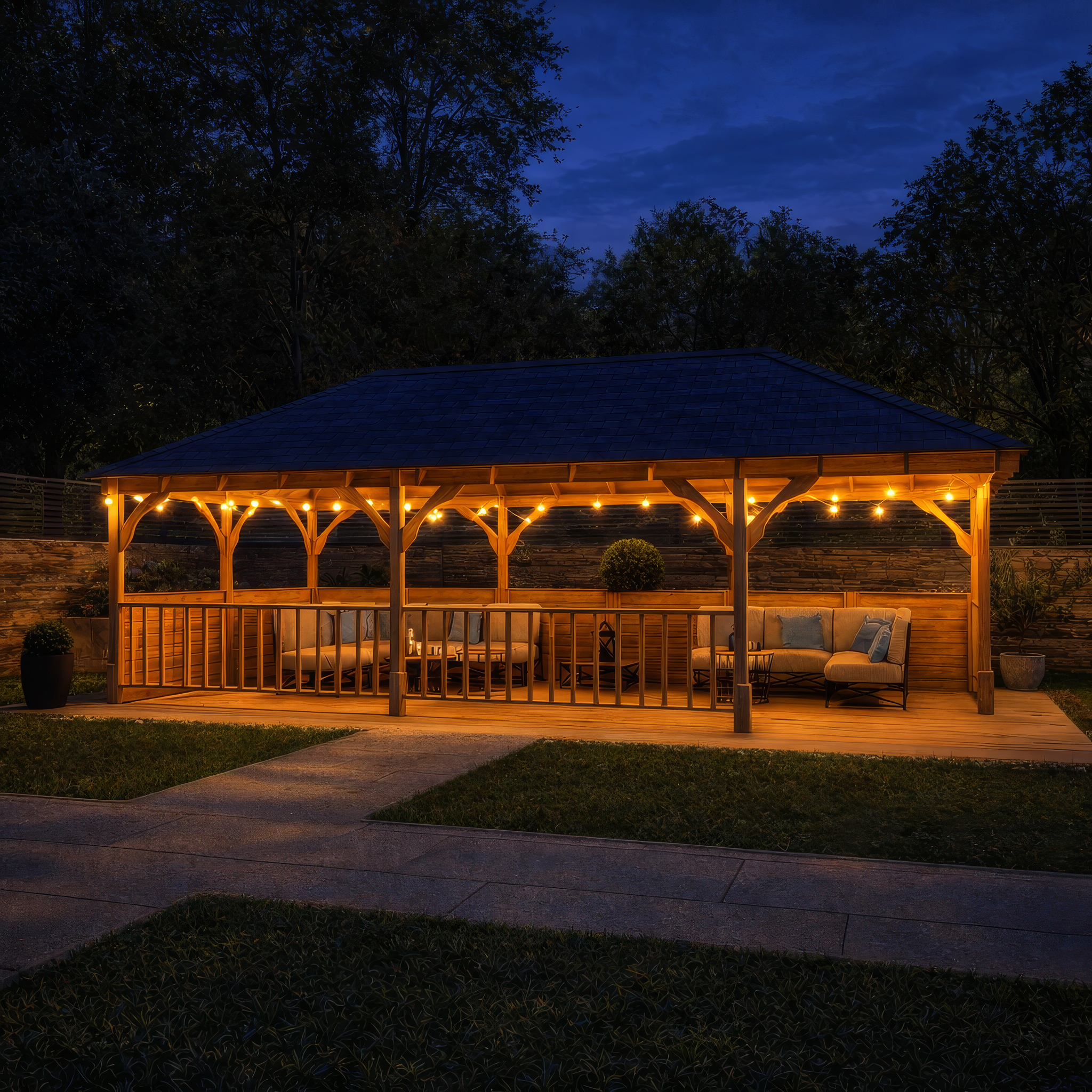 Overton Apex Gazebo - Light Green - 3m Width x 8m Length