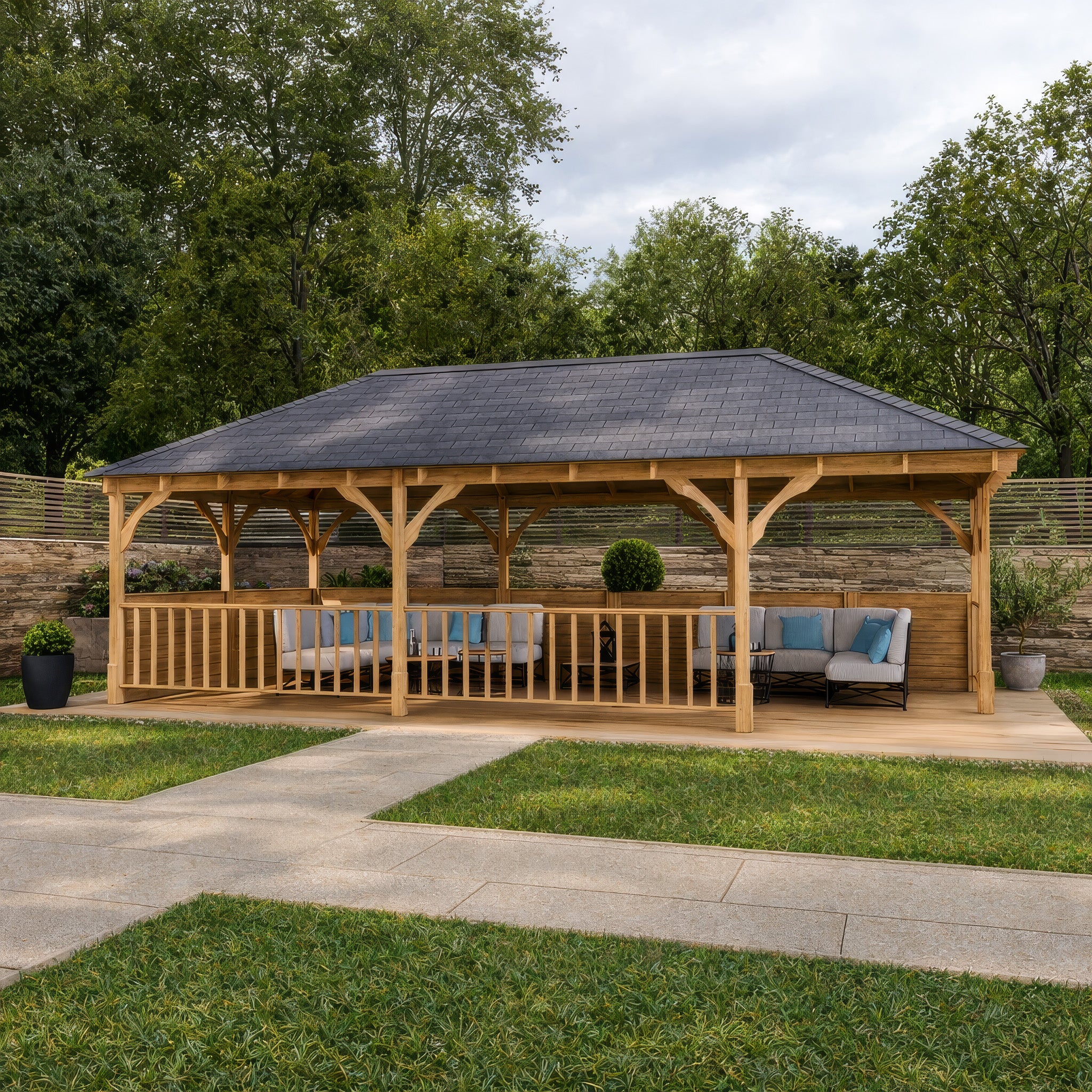 Overton Apex Gazebo - Light Green - 4m Width x 8m Length