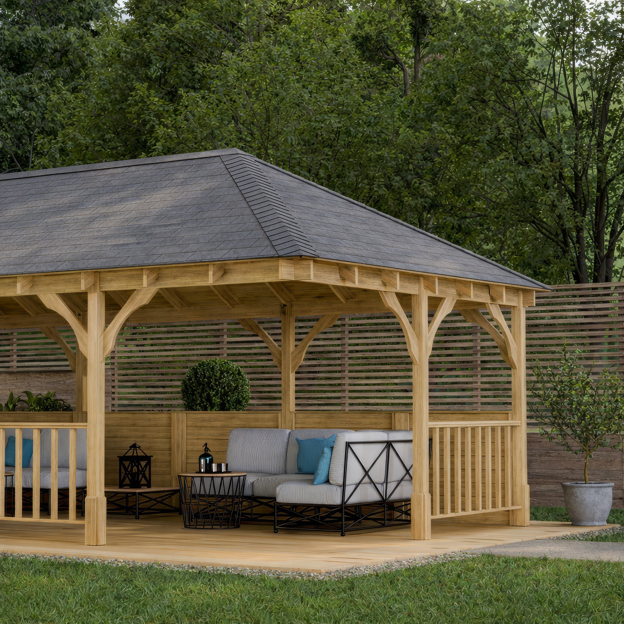 Overton Apex Gazebo - Light Green - 3m Width x 8m Length