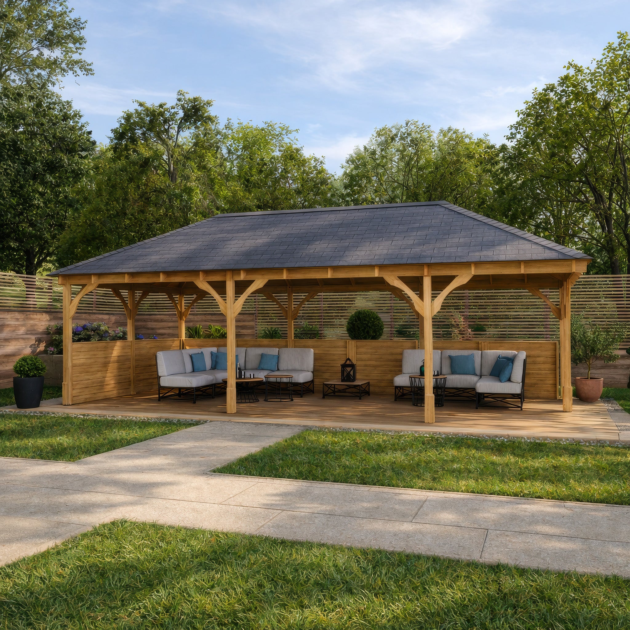 Overton Apex Gazebo - Light Green - 3m Width x 8m Length