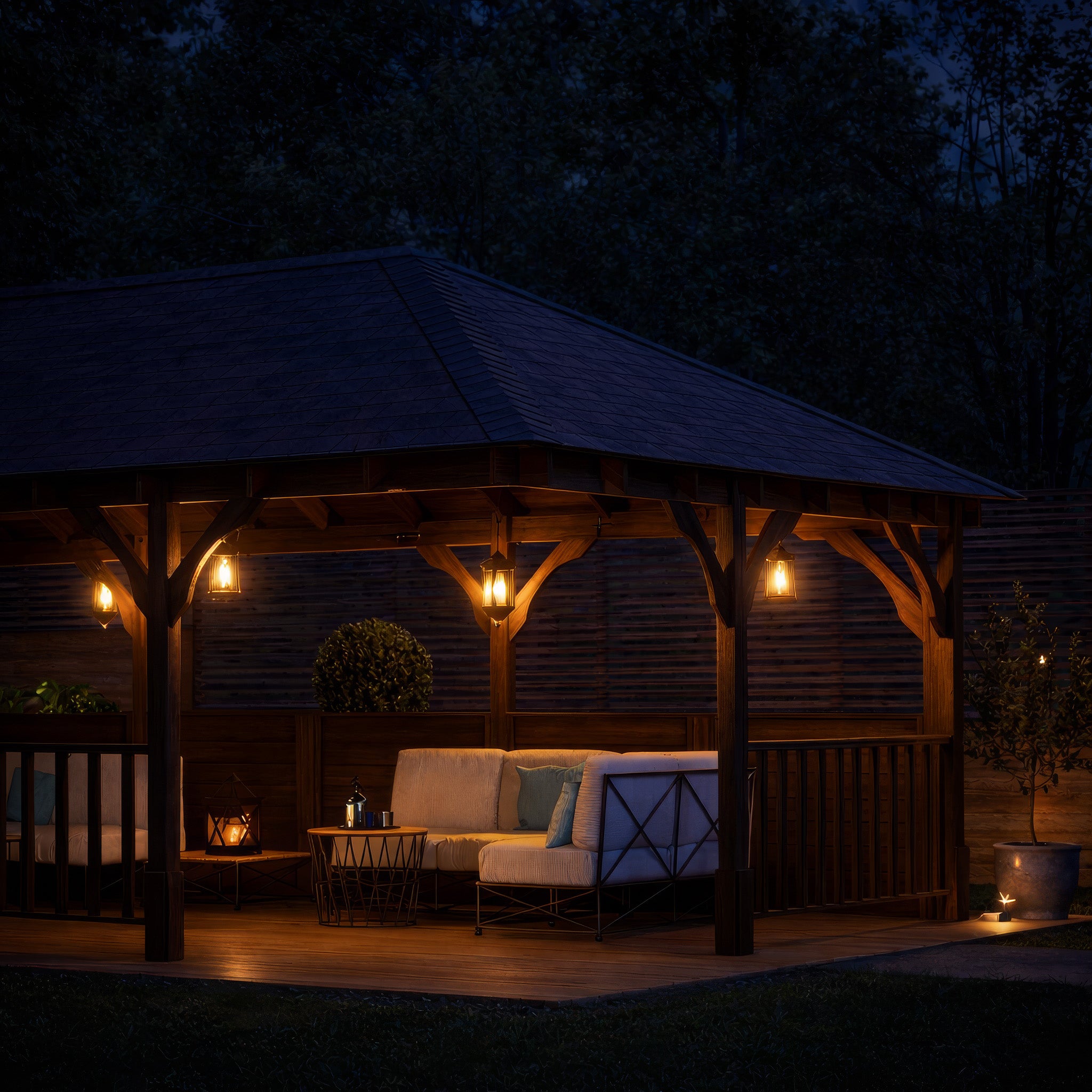 Overton Apex Gazebo - Rustic Brown - 3m Width x 8m Length
