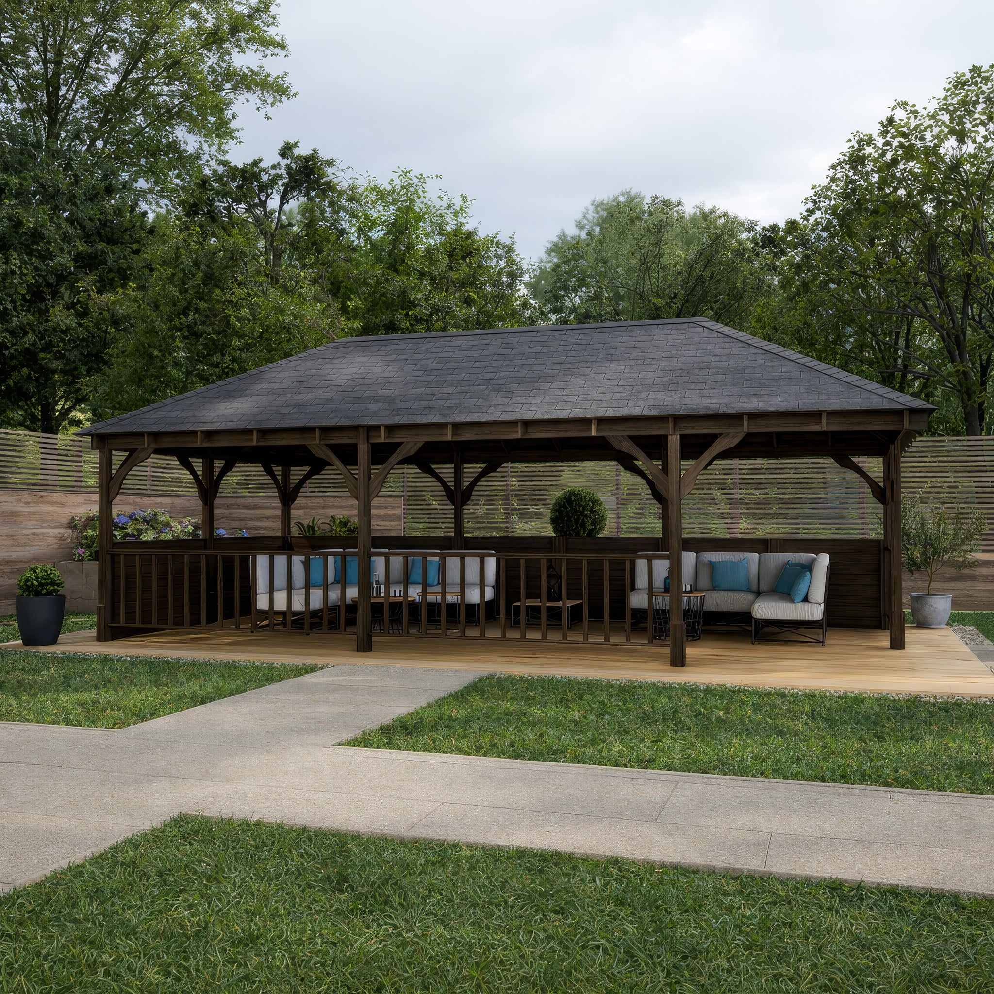 Overton Apex Gazebo - Rustic Brown - 3m Width x 8m Length