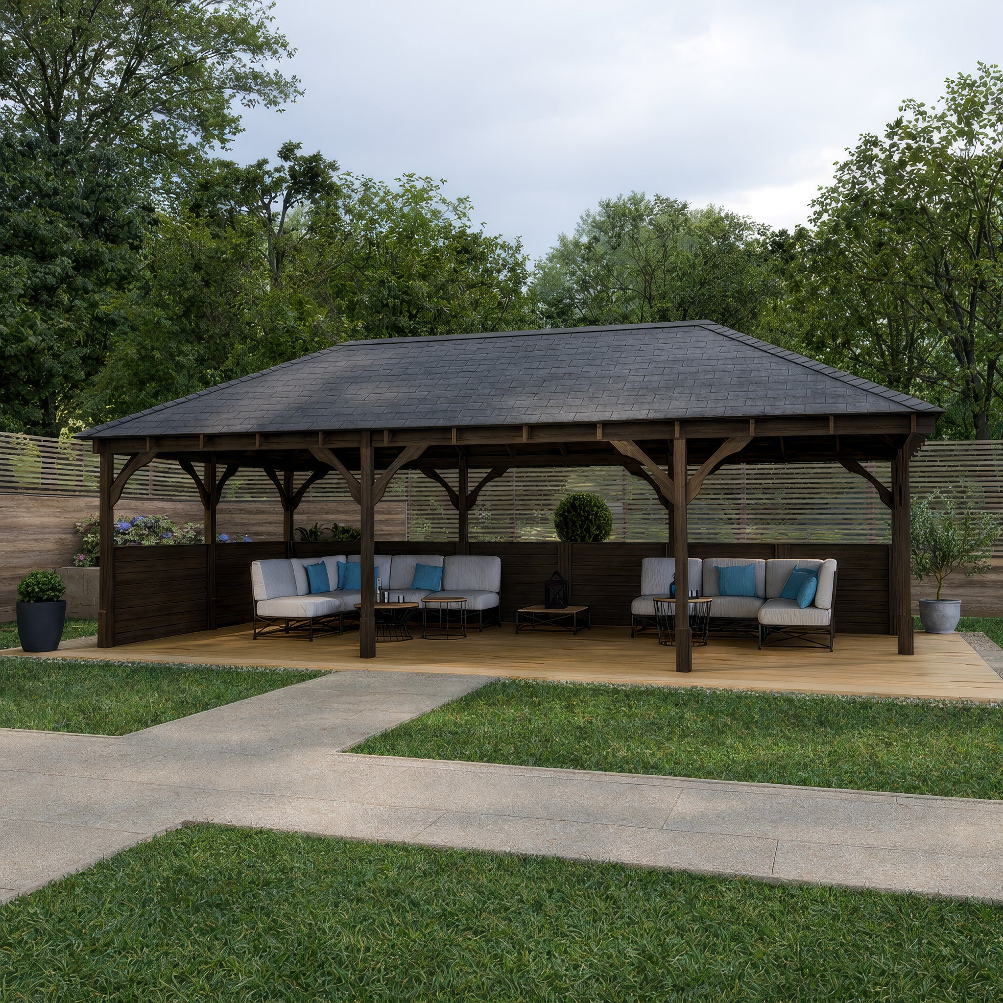 Overton Apex Gazebo - Rustic Brown - 4m Width x 8m Length