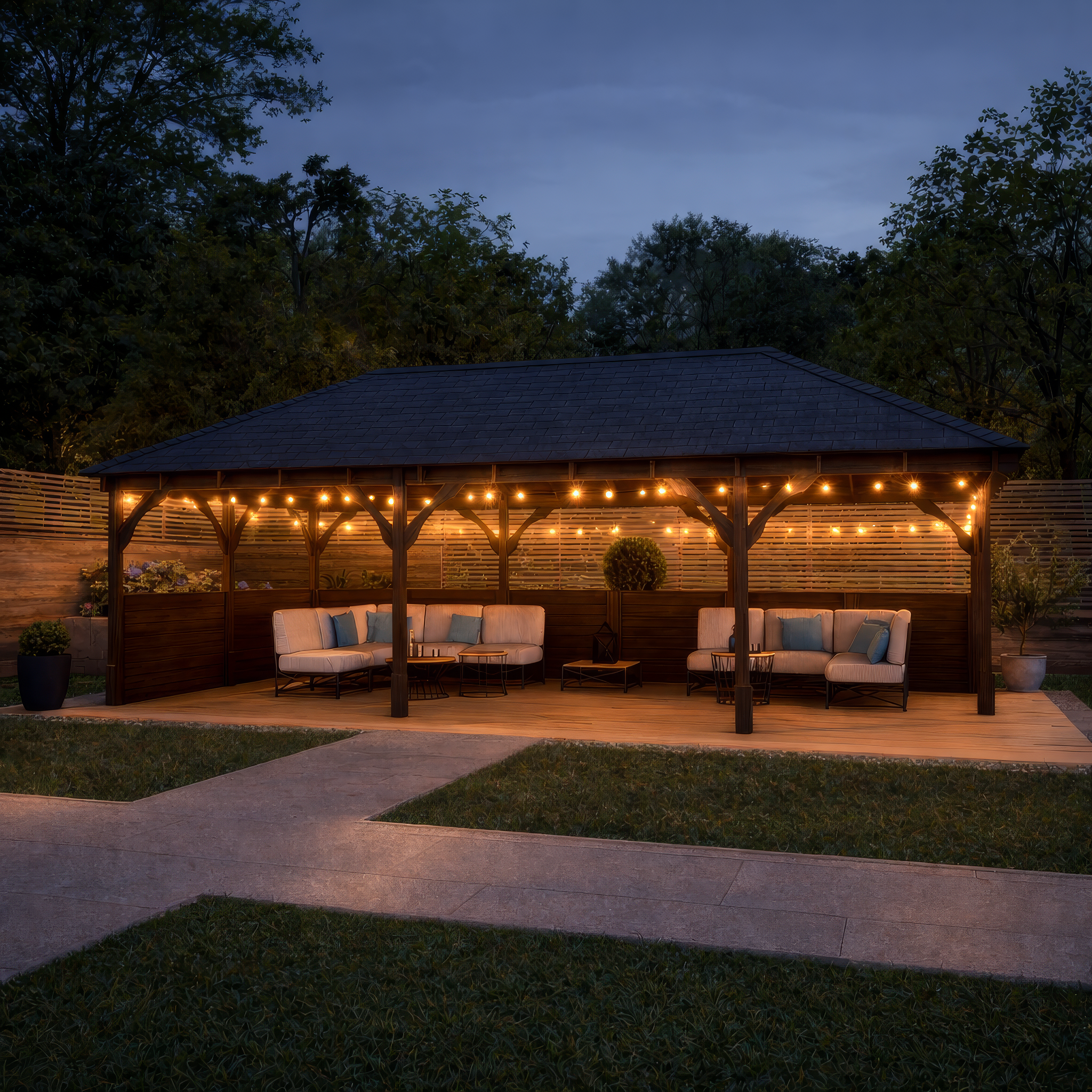 Overton Apex Gazebo - Rustic Brown - 3m Width x 8m Length