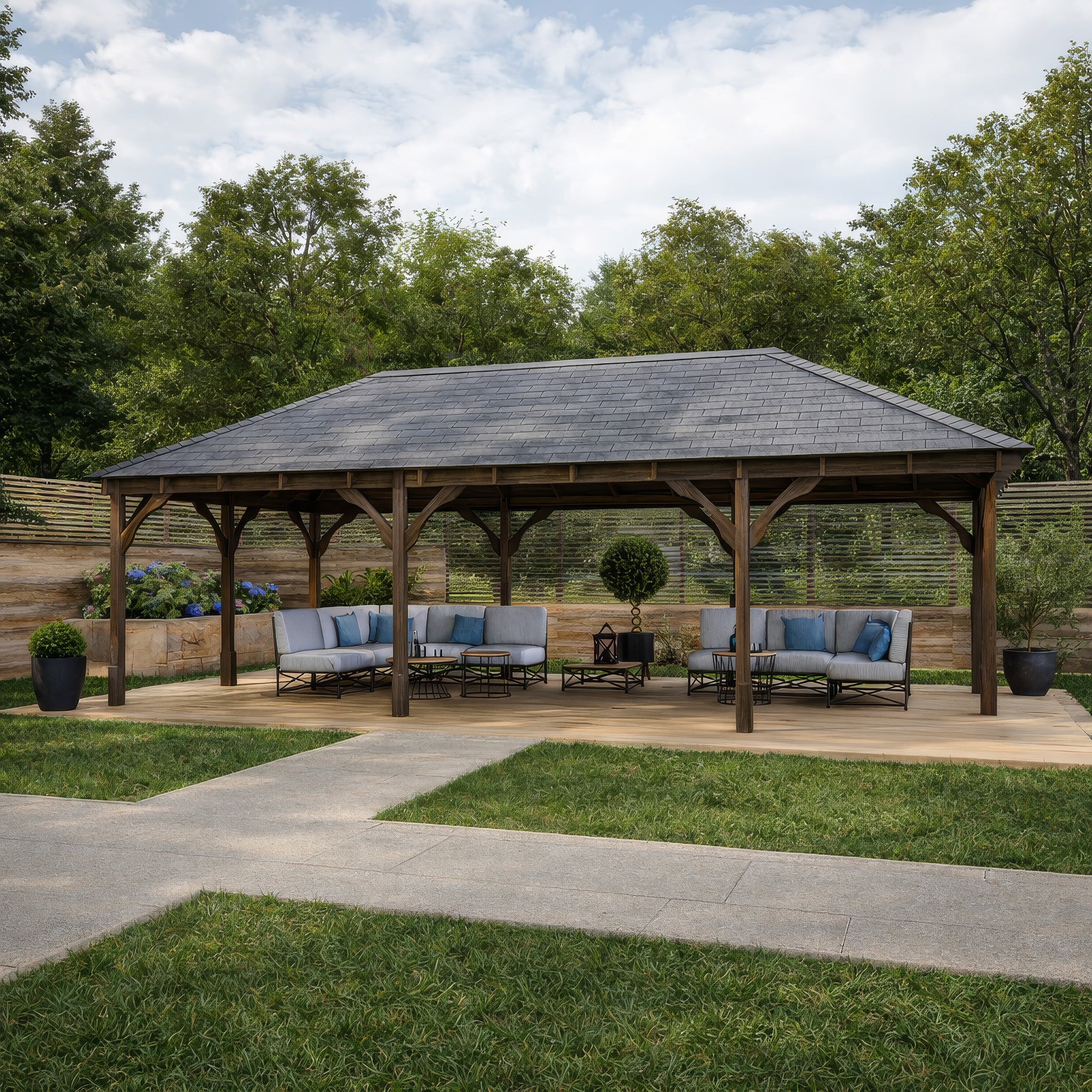 Overton Apex Gazebo - Rustic Brown - 4m Width x 9m Length