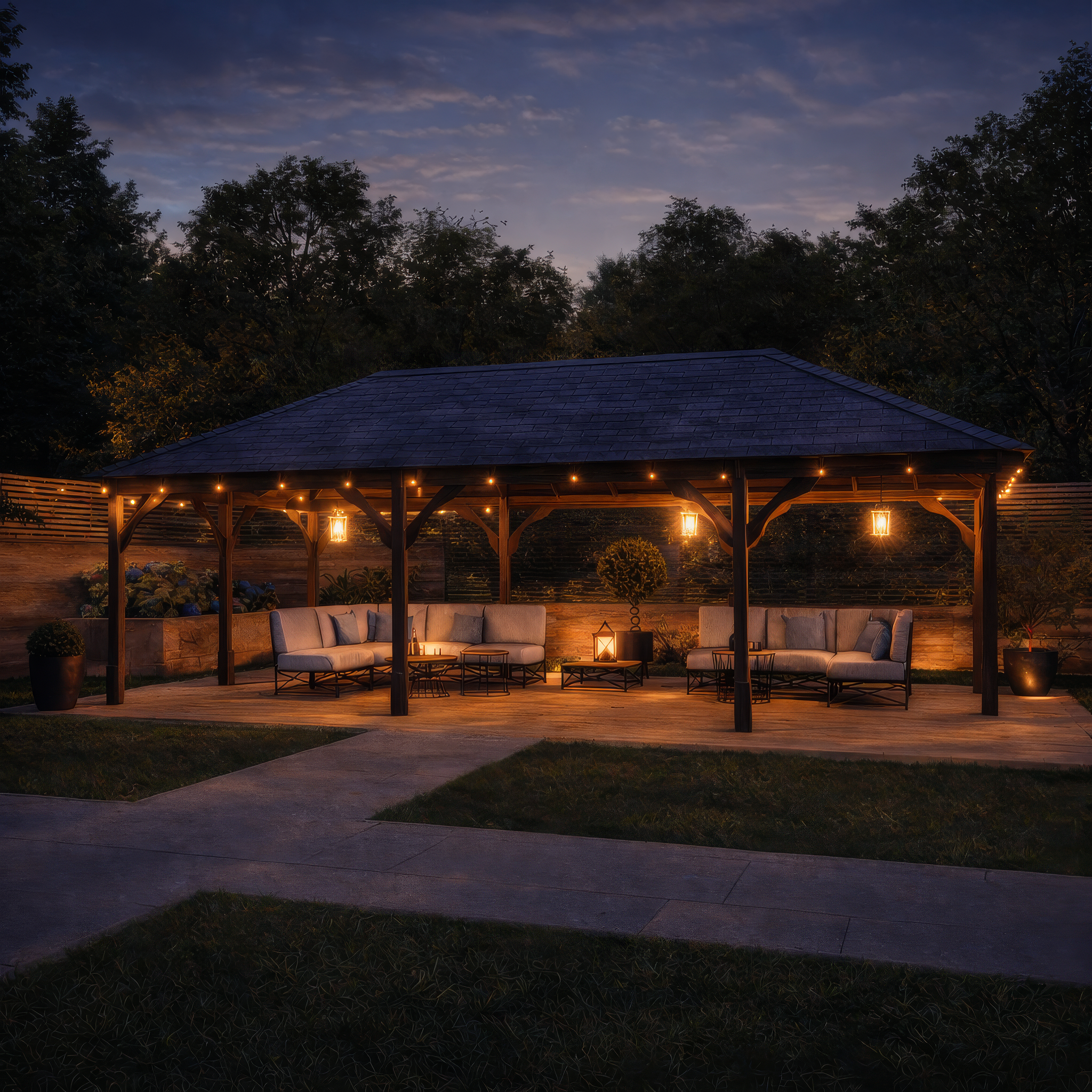 Overton Apex Gazebo - Rustic Brown - 3m Width x 8m Length