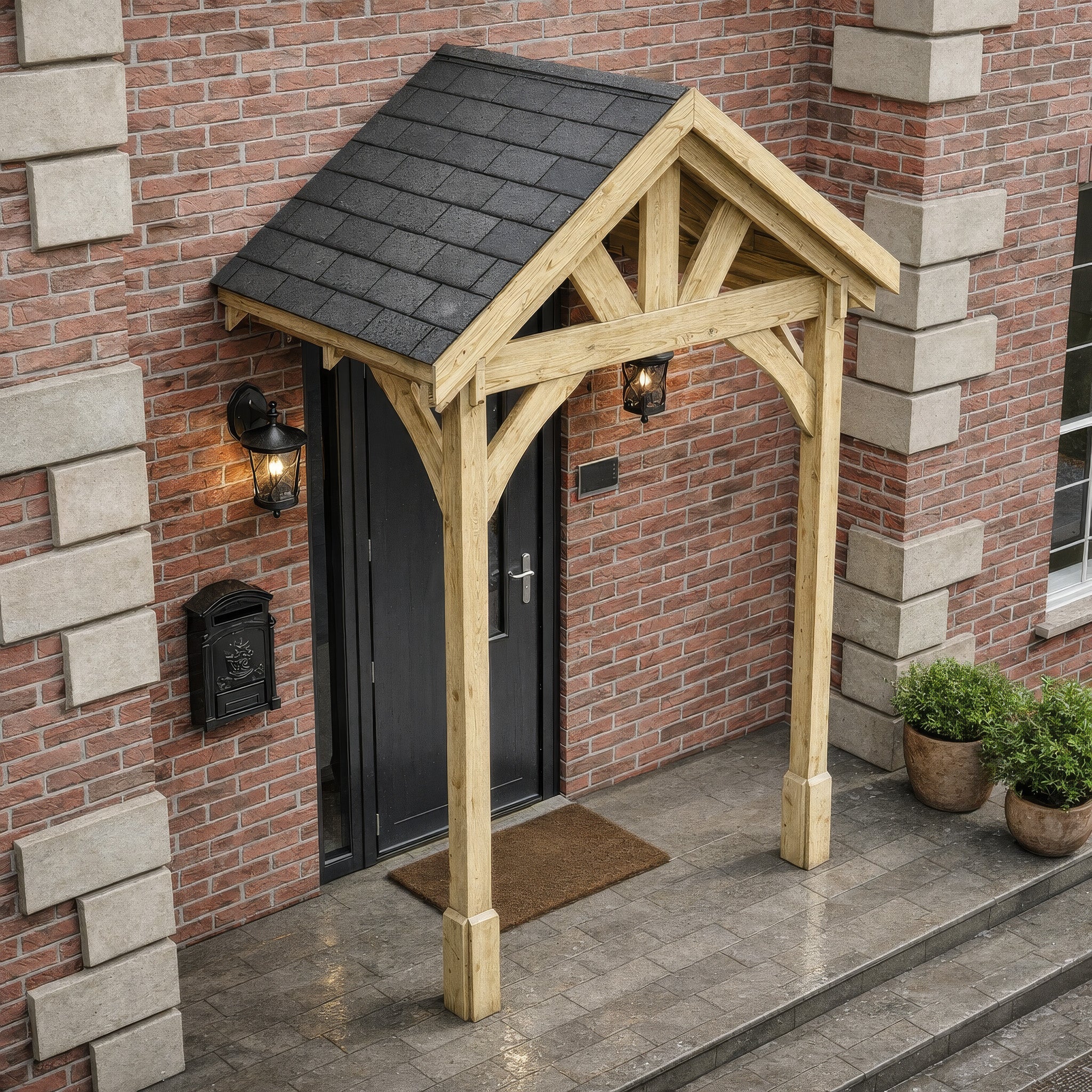Felt Shingle Roof Porch - Light Green - 1.22m Depth x 1.8m Width