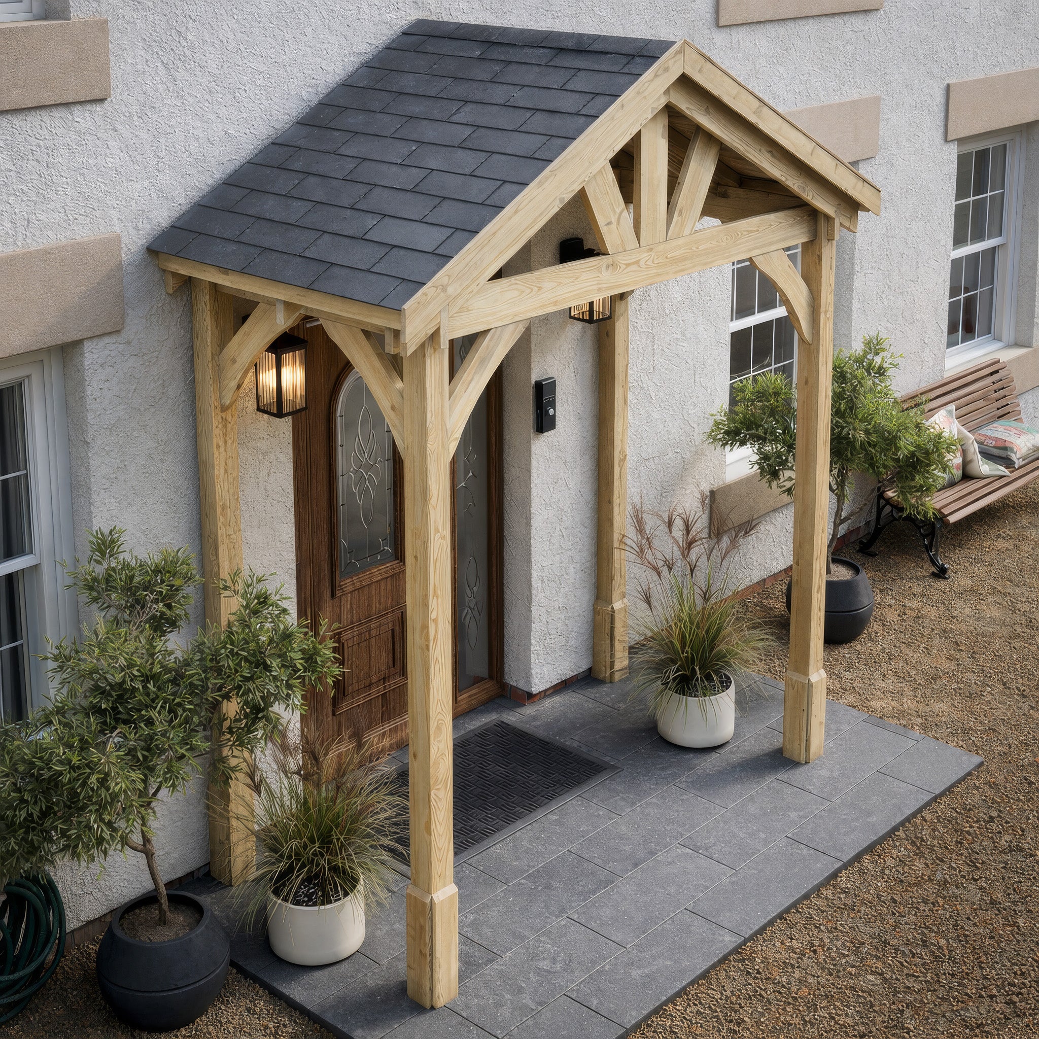 Felt Shingle Roof Porch - Light Green - 1.22m Depth x 2.4m Width