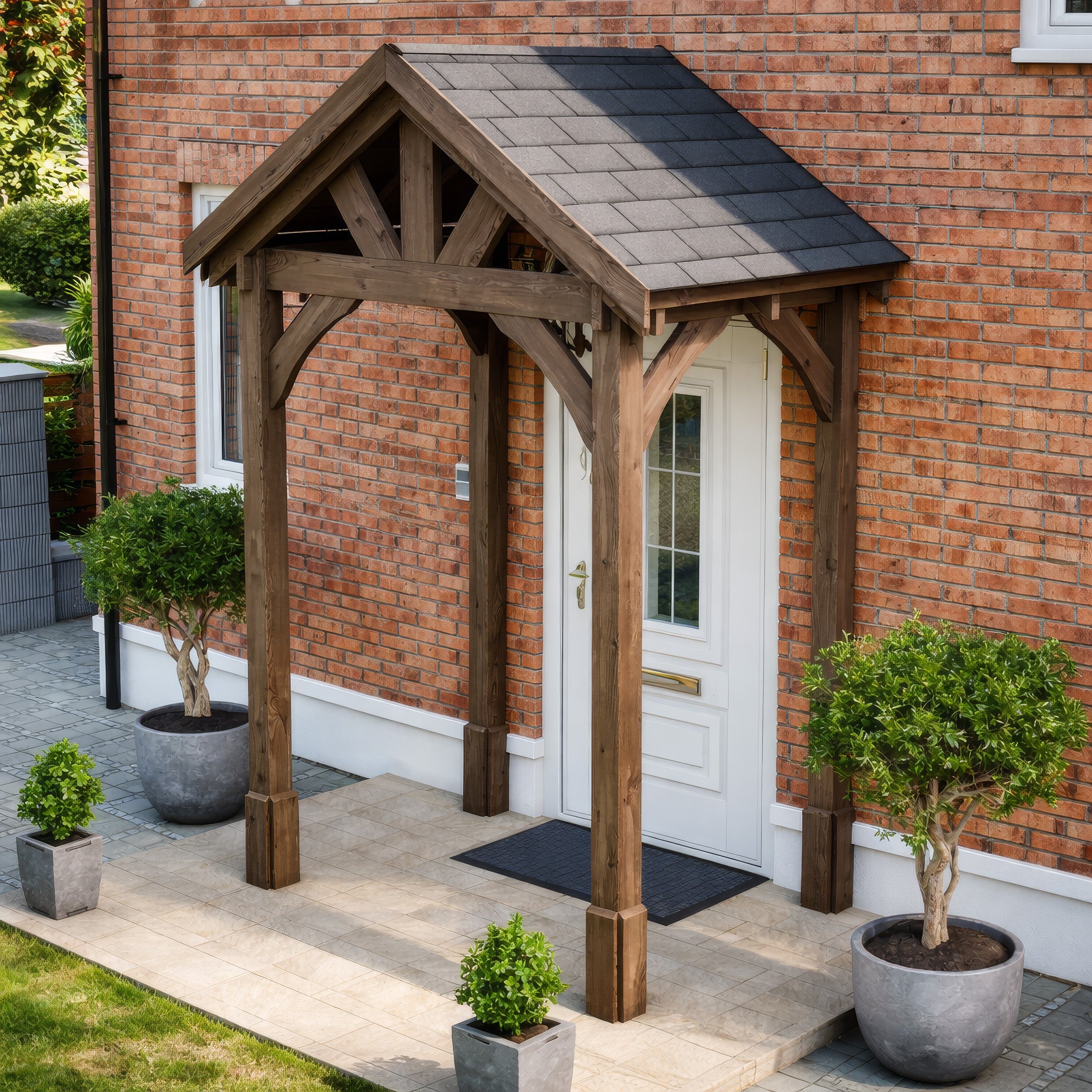 Felt Shingle Roof Porch - Rustic Brown - 1.22m Depth x 1.8m Width