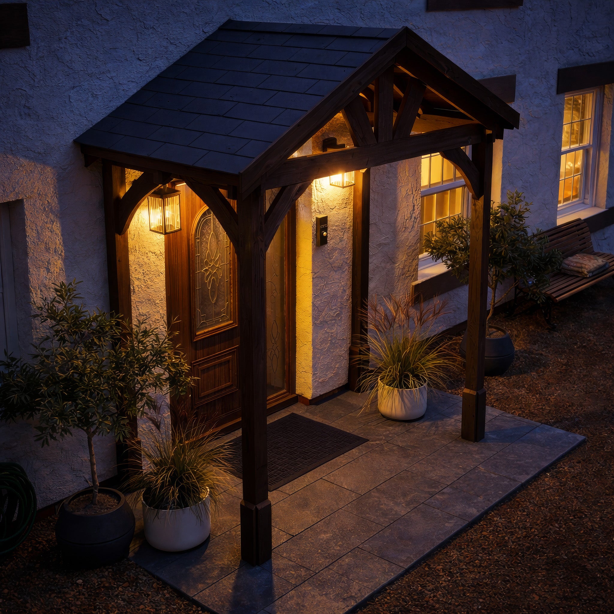 Felt Shingle Roof Porch - Rustic Brown - 1.22m Depth x 2.4m Width
