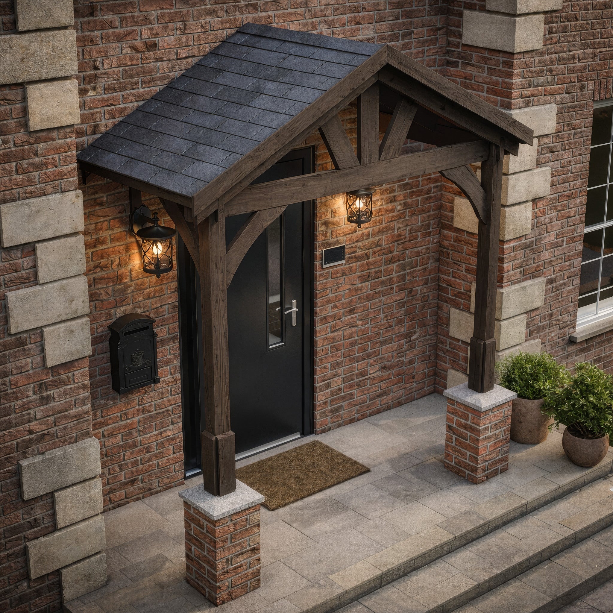 Slate Tile Roof Porch - Rustic Brown - 1.22m Depth x 2.4m Width