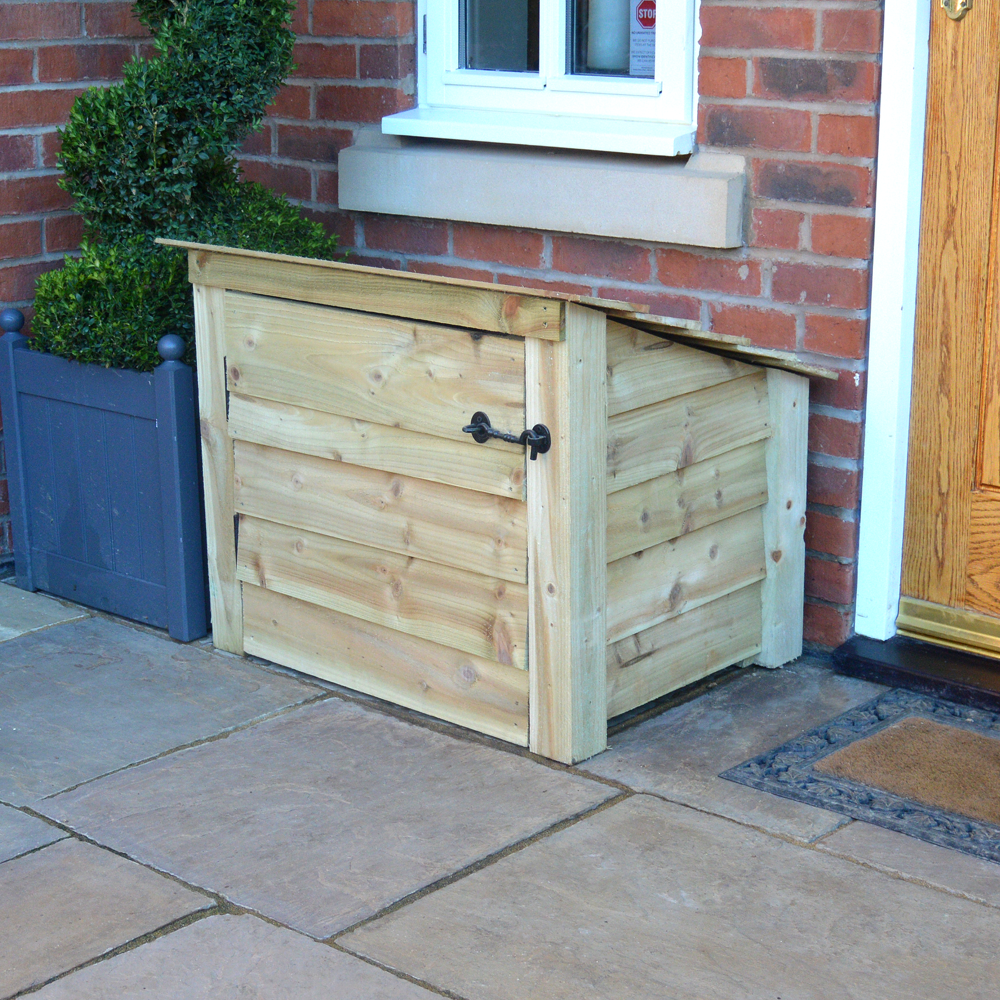Langham Minor Log Store - Light Green - Solid Panels