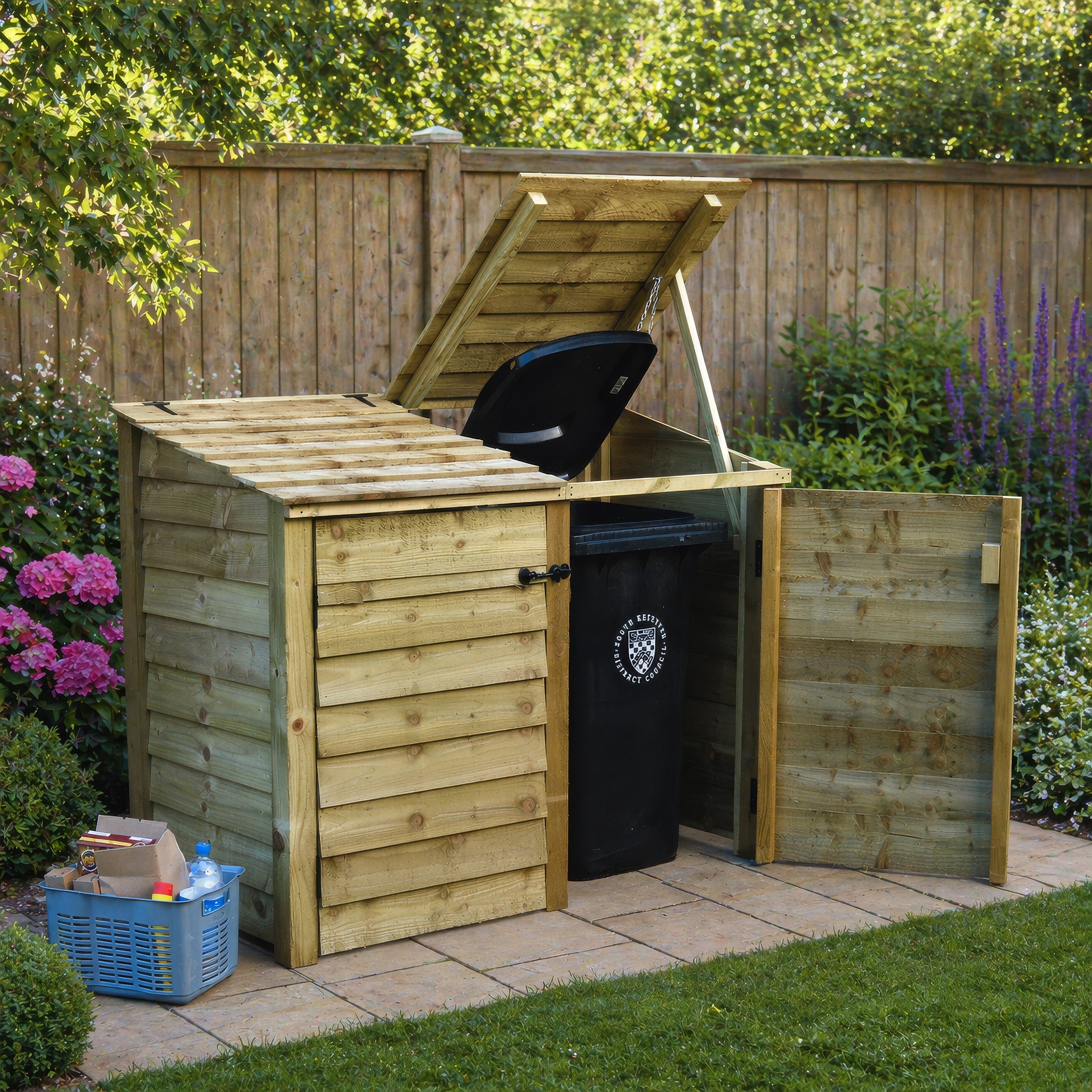 Morcott Double Wheelie Bin Store - Light Green