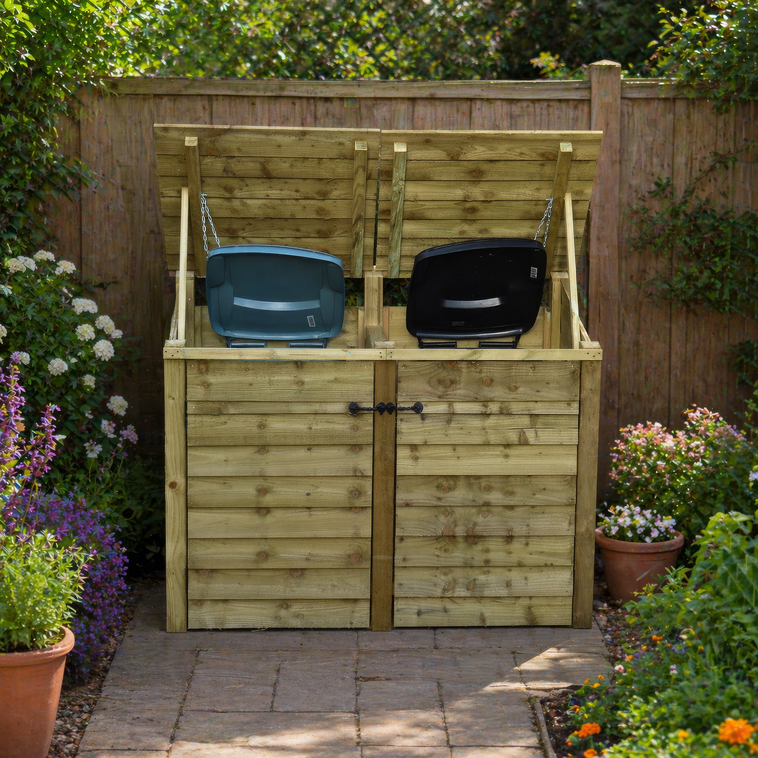 Morcott Double Wheelie Bin Store - Light Green