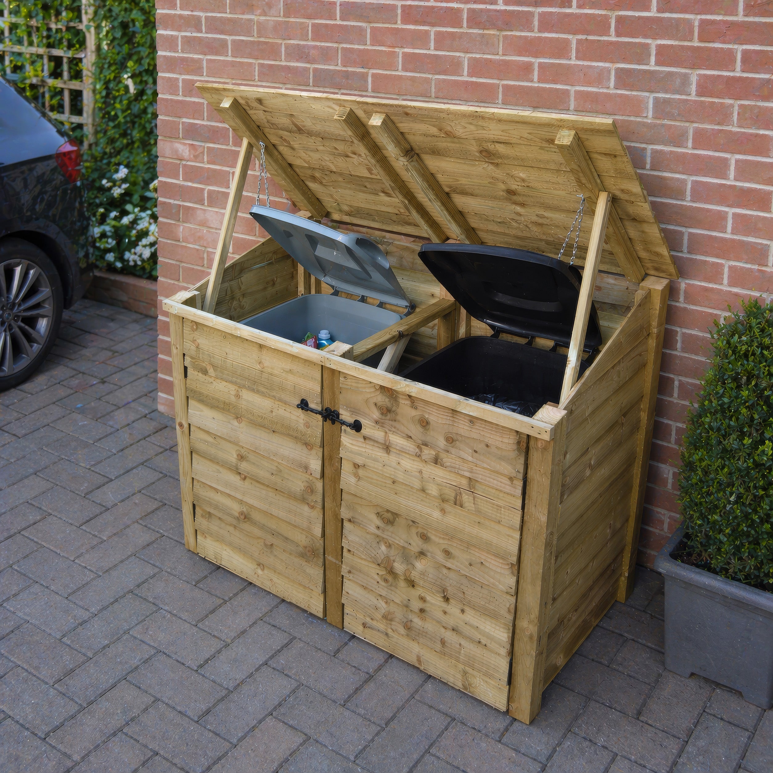 Morcott Double Wheelie Bin Store - Light Green