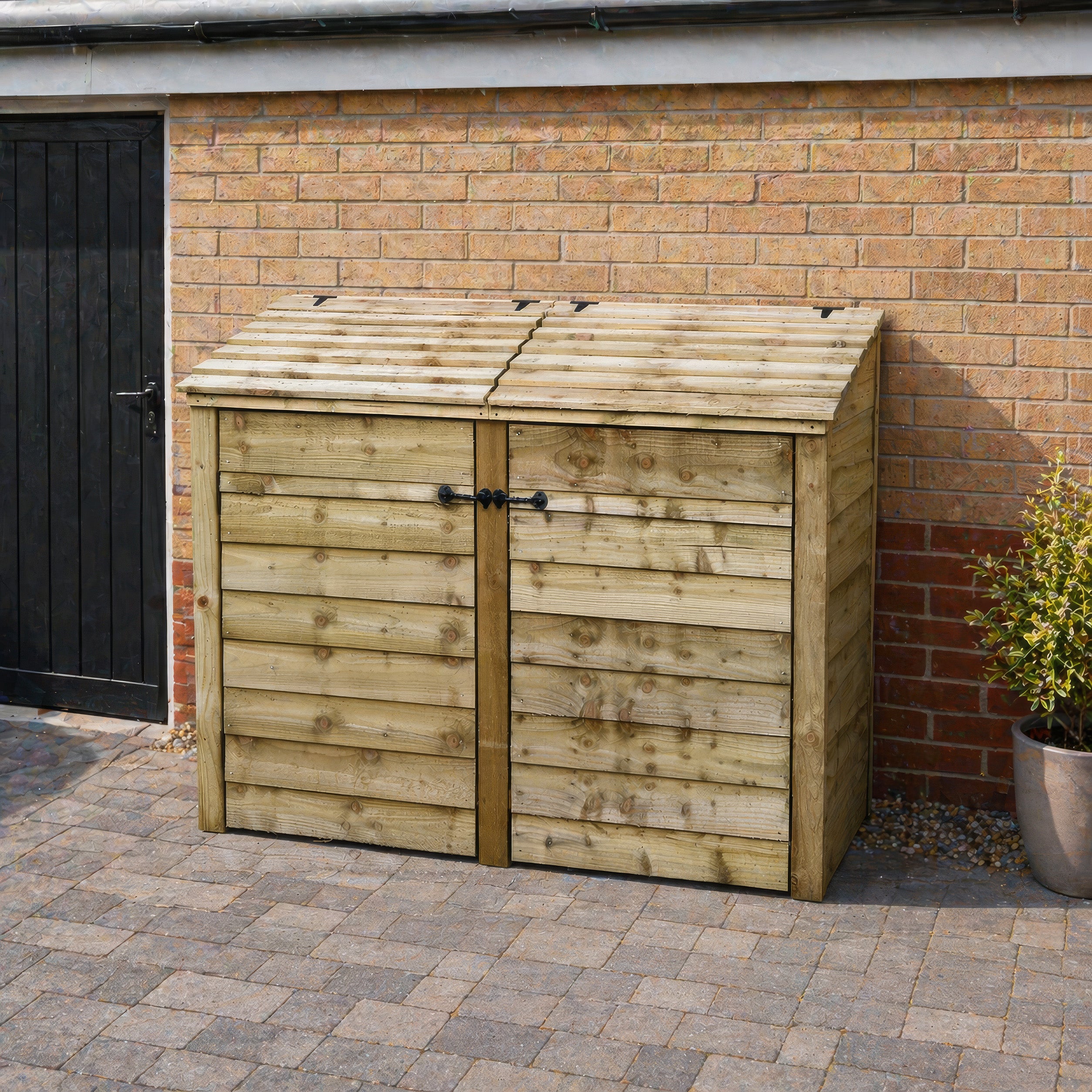 Morcott Double Wheelie Bin Store - Light Green