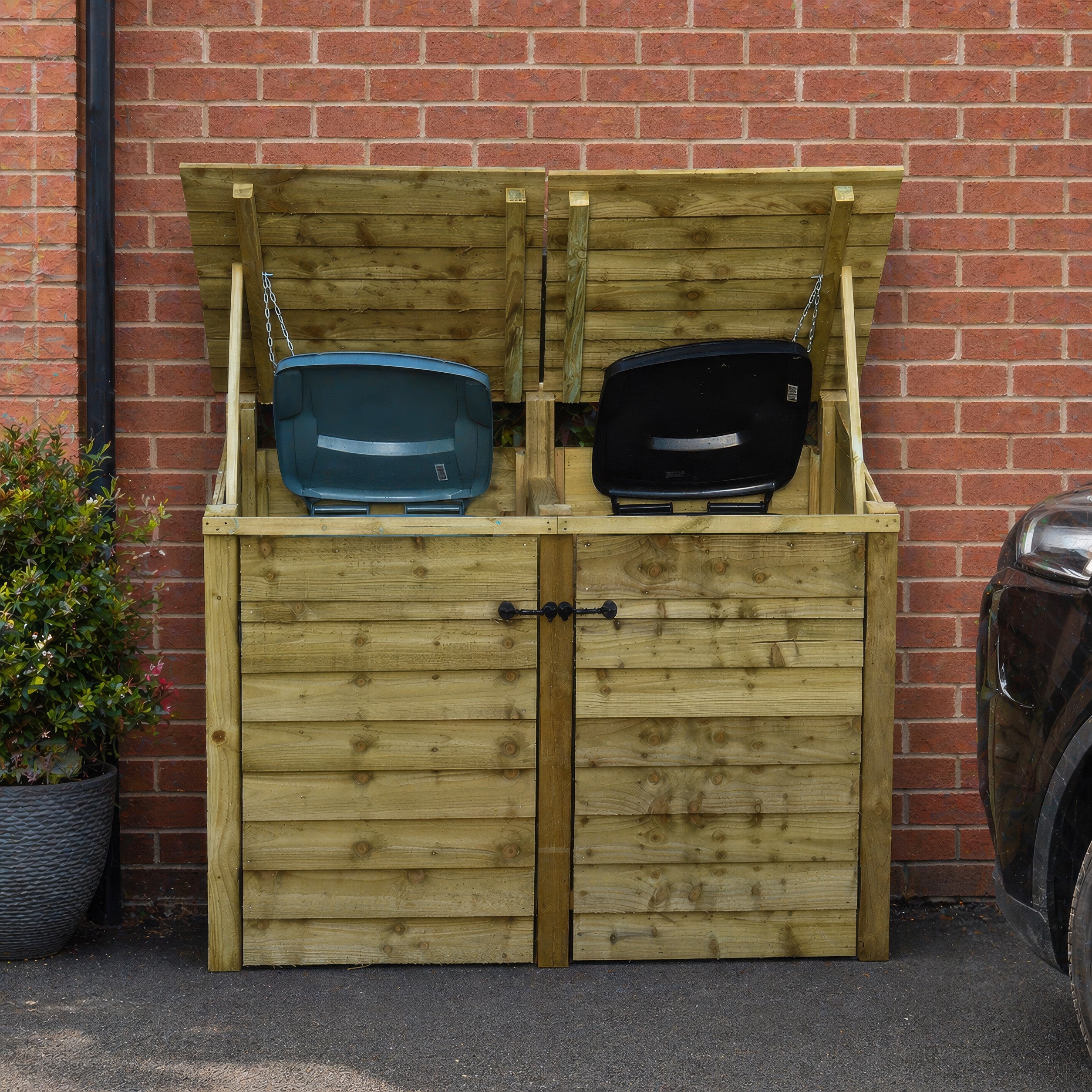 Morcott Double Wheelie Bin Store - Light Green