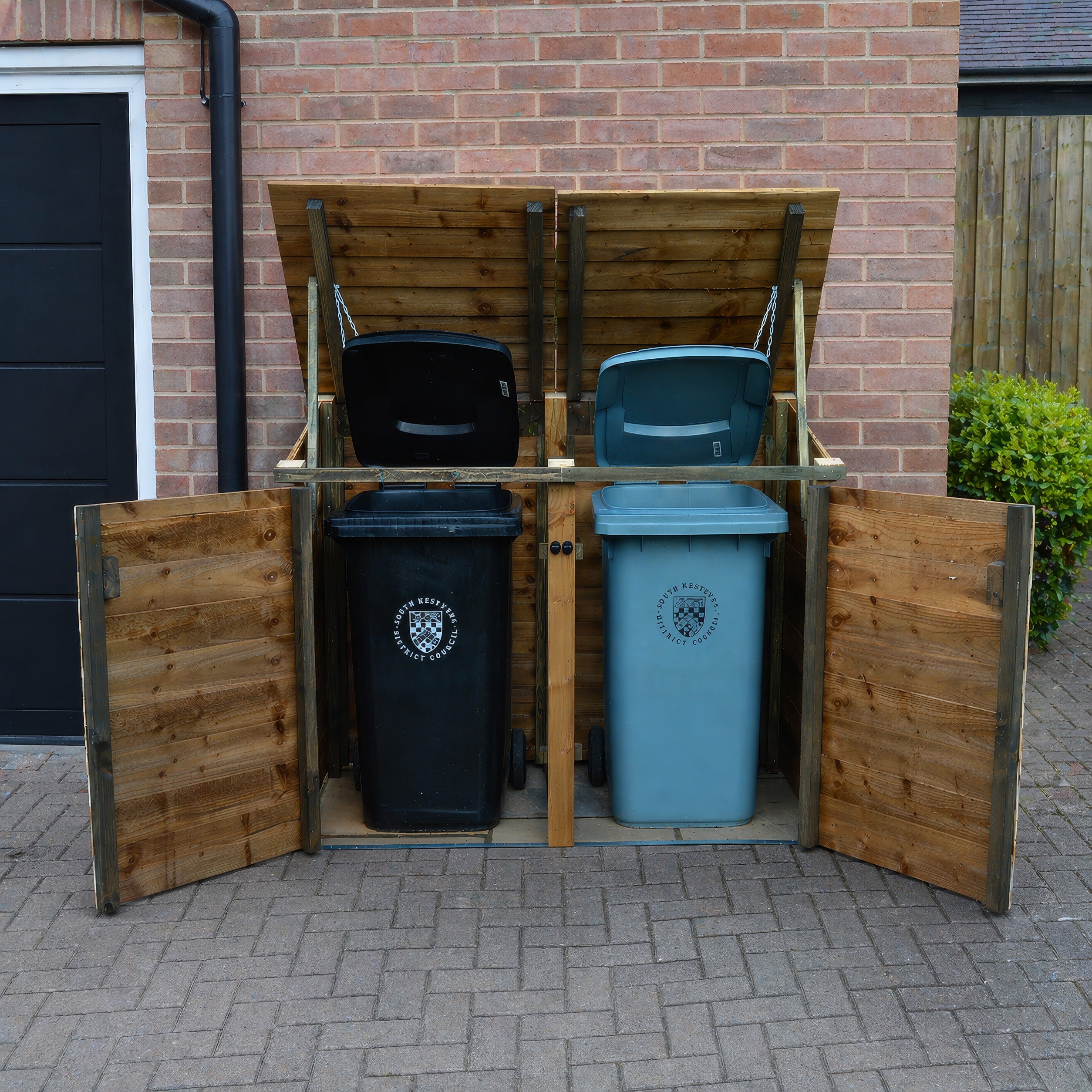 Morcott Double Wheelie Bin Store - Rustic Brown