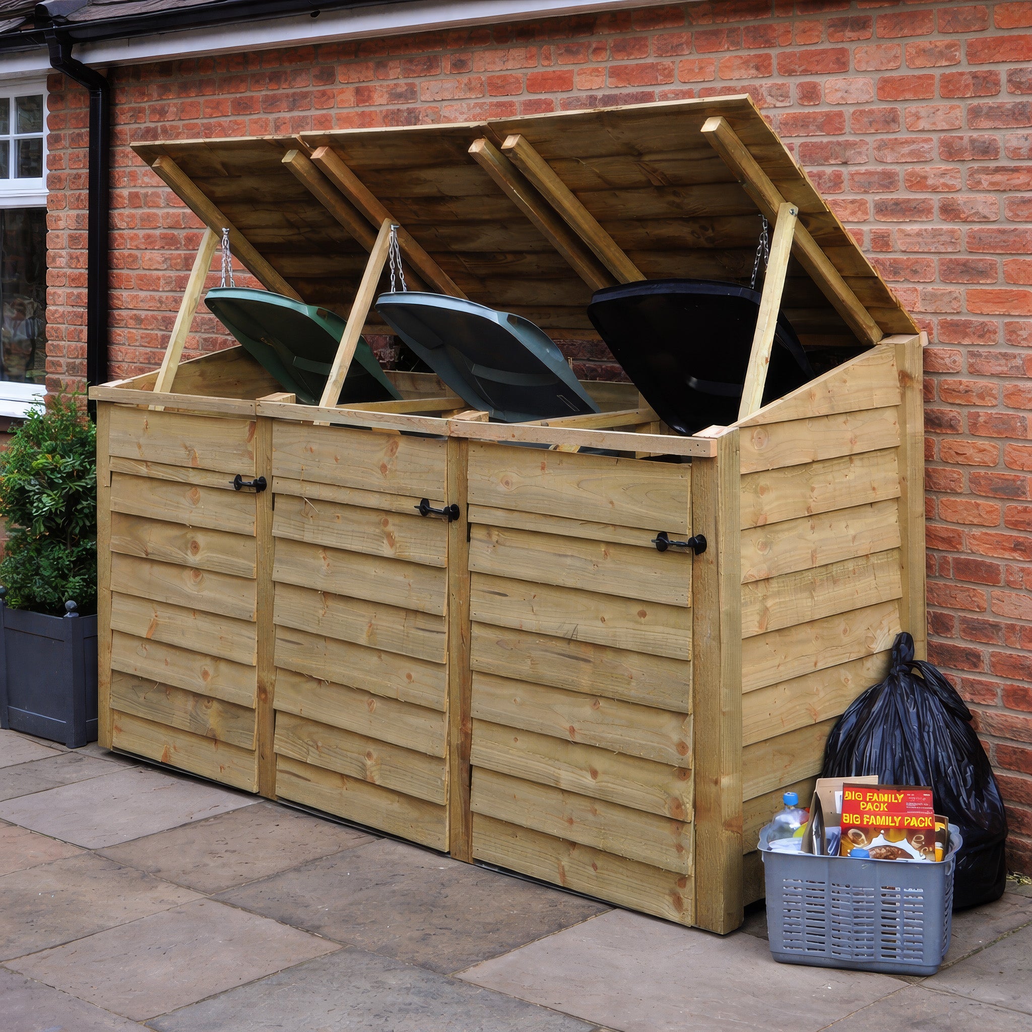 Morcott Triple Wheelie Bin Store - Light Green
