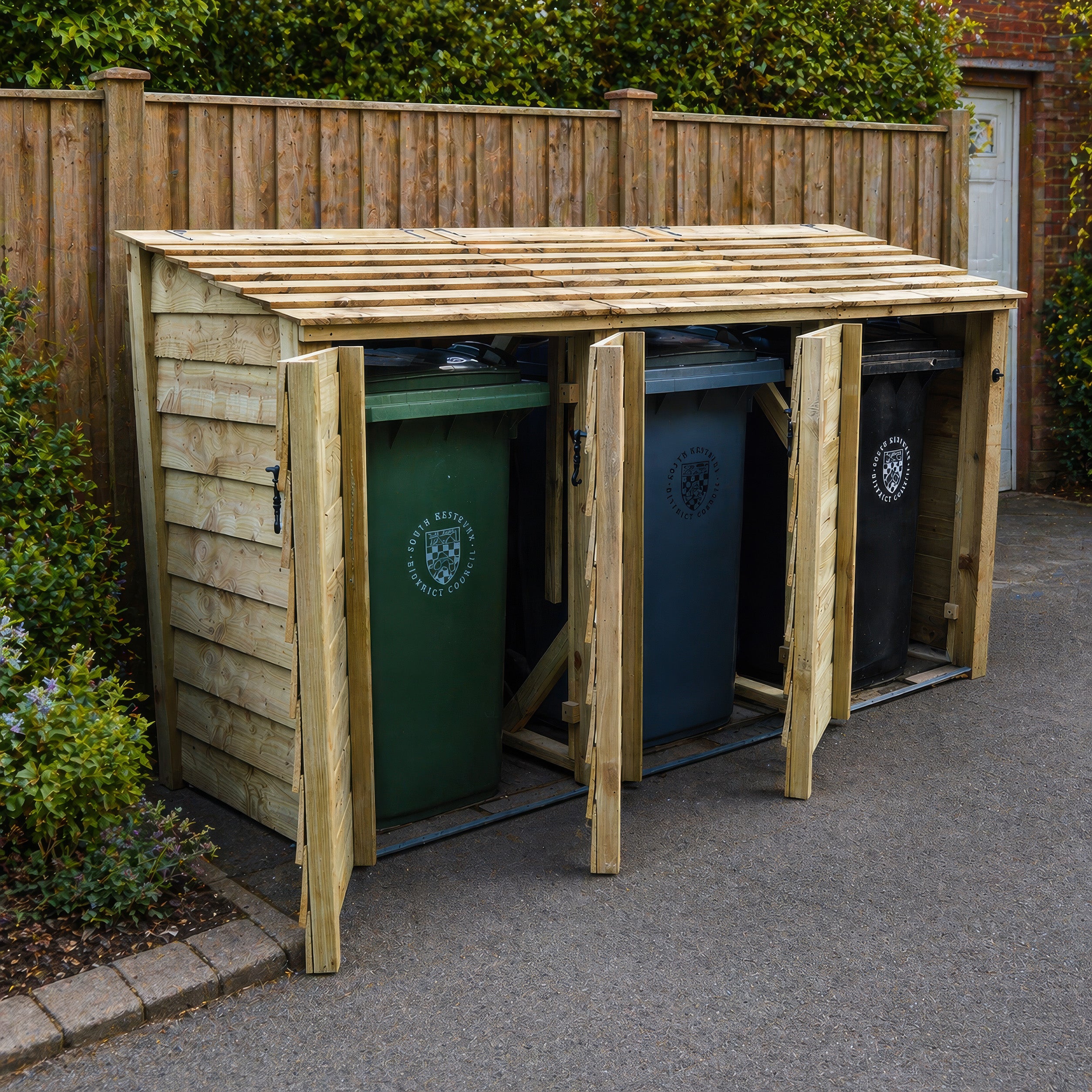 Morcott Triple Wheelie Bin Store - Light Green