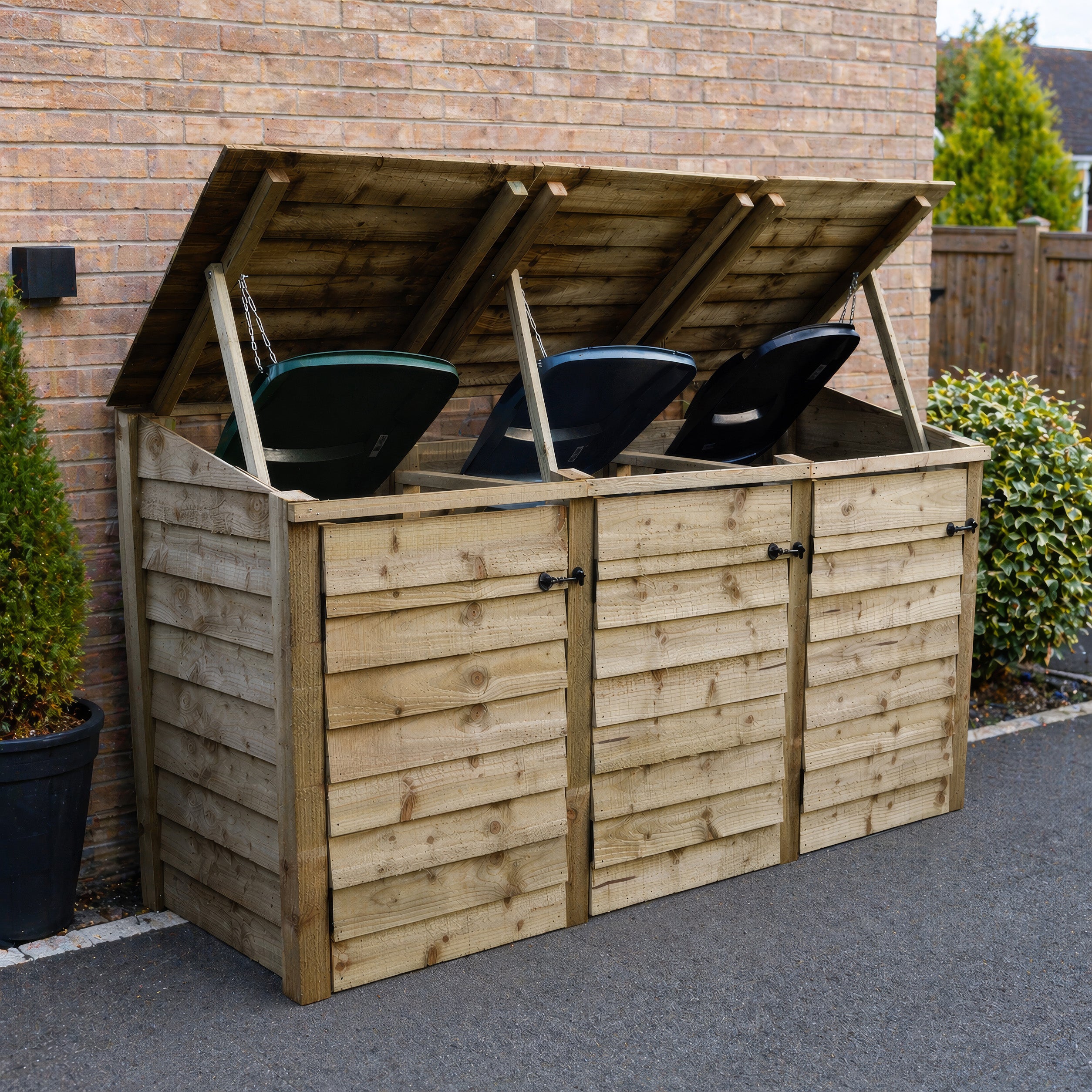 Morcott Triple Wheelie Bin Store - Light Green