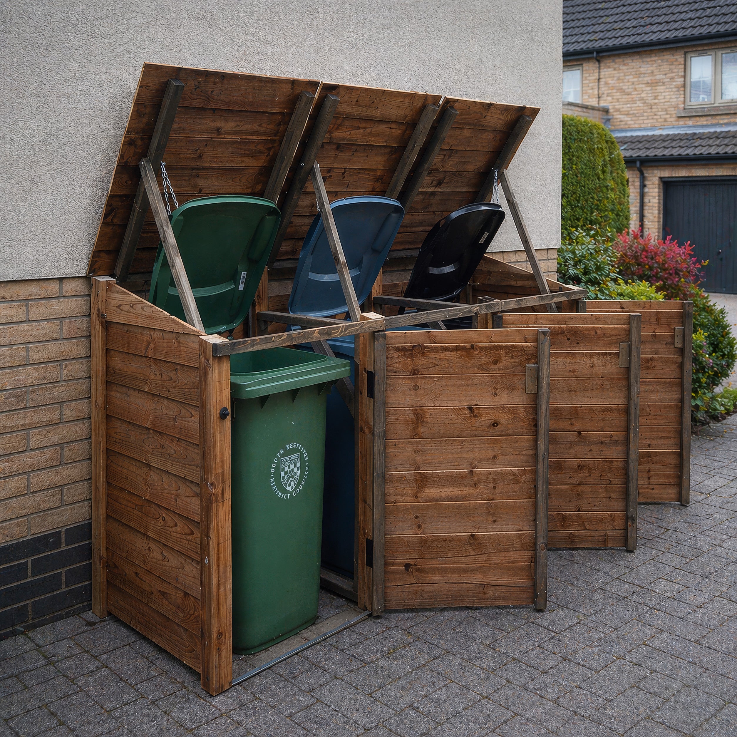 Morcott Triple Wheelie Bin Store - Rustic Brown
