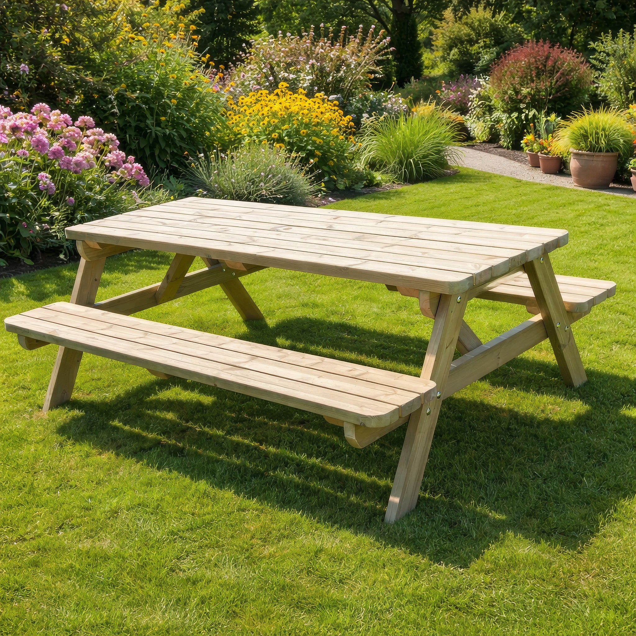 Oakham A-Frame Picnic Table - Light Green - 5ft Width x 4ft Length