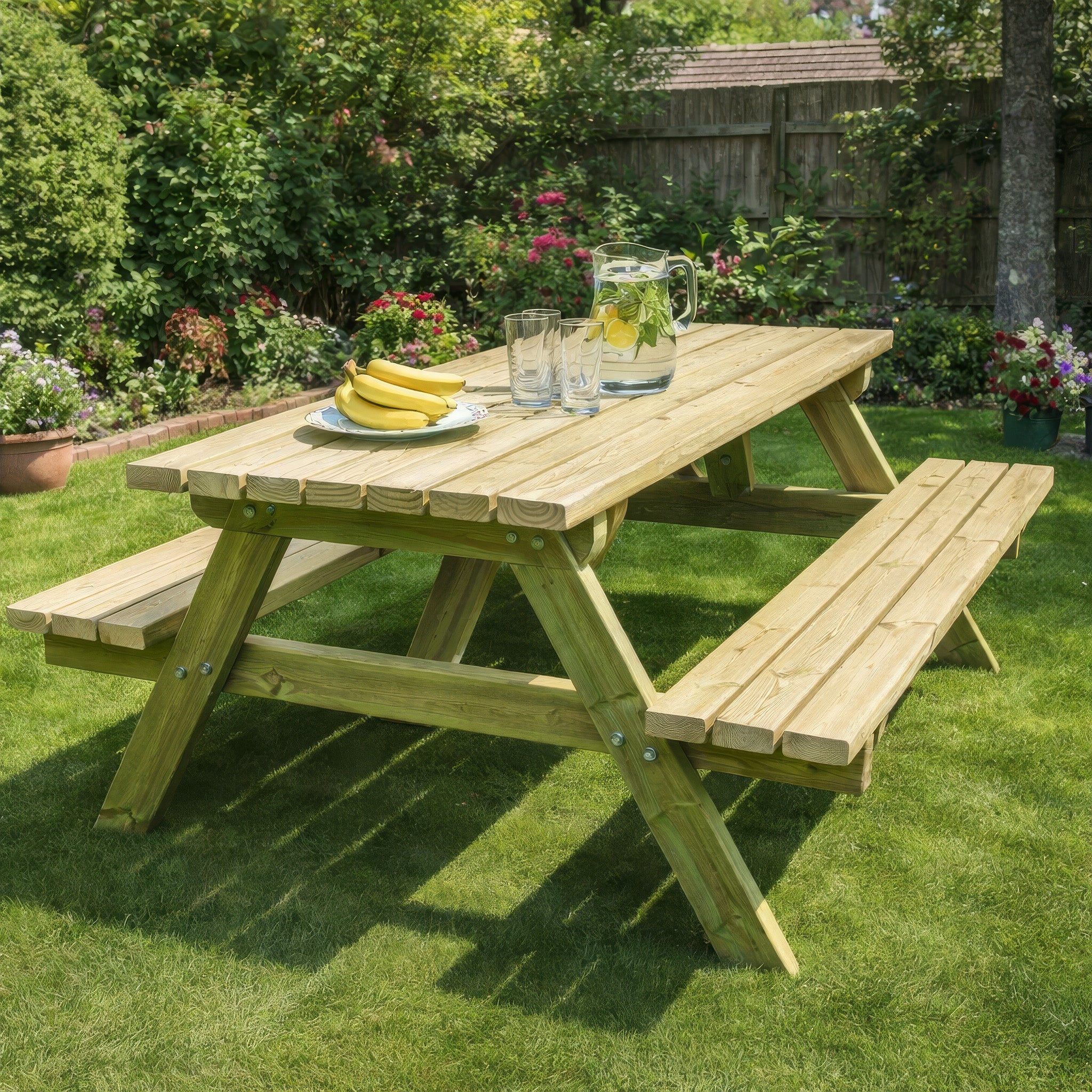 Oakham A-Frame Picnic Table - Light Green - 5ft Width x 5ft Length
