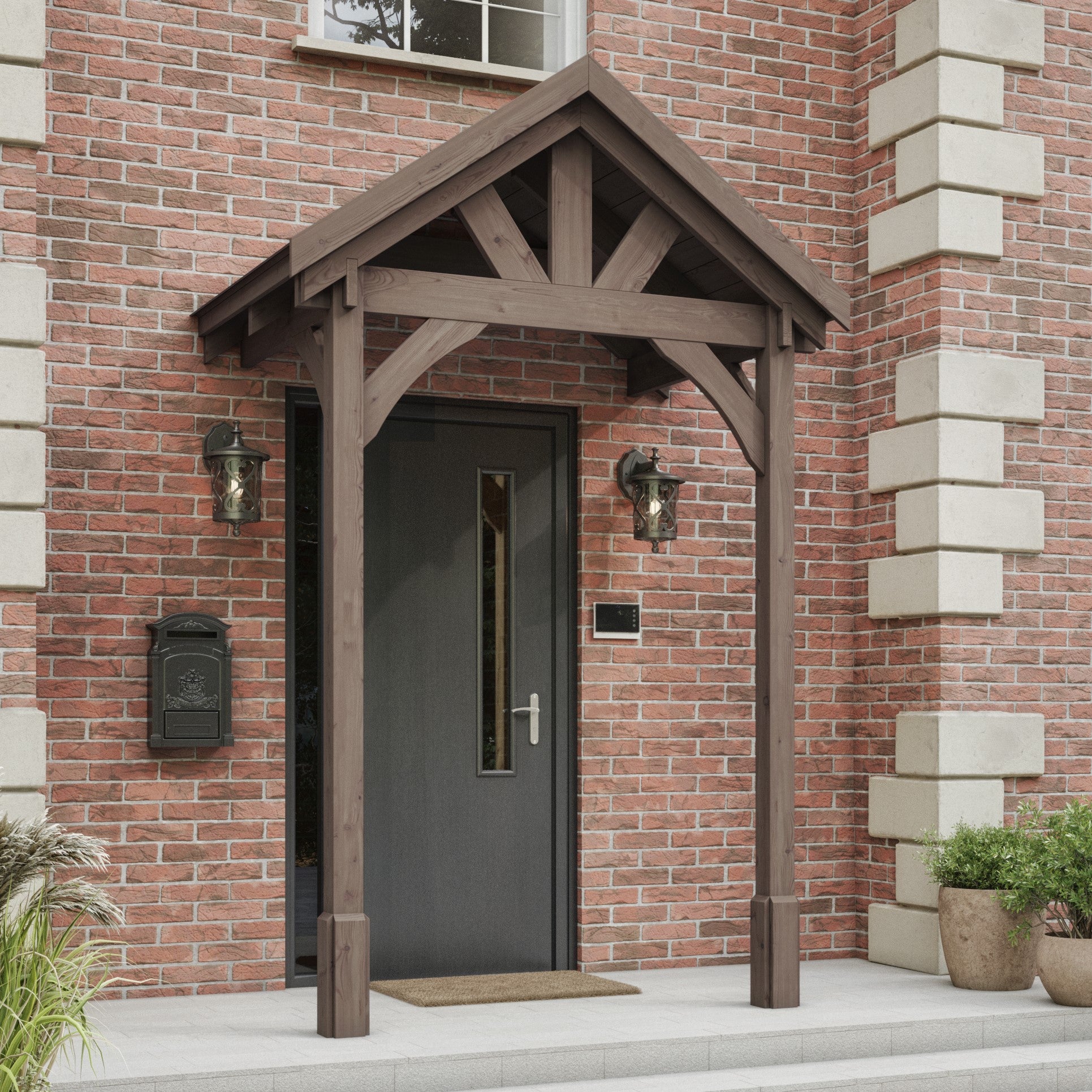 Felt Shingle Roof Porch - Rustic Brown - 1.22m Depth x 1.8m Width