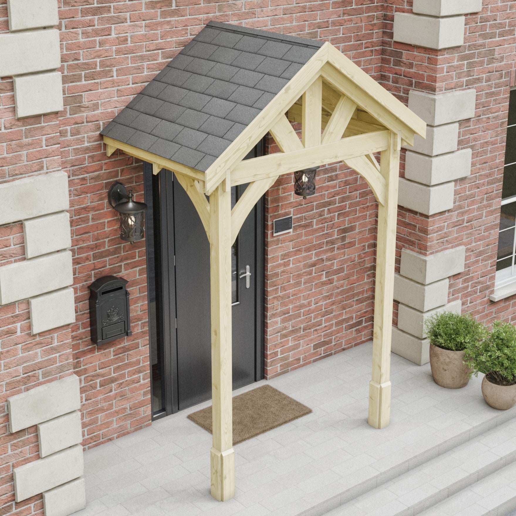 Felt Shingle Roof Porch - Light Green - 1.22m Depth x 1.8m Width