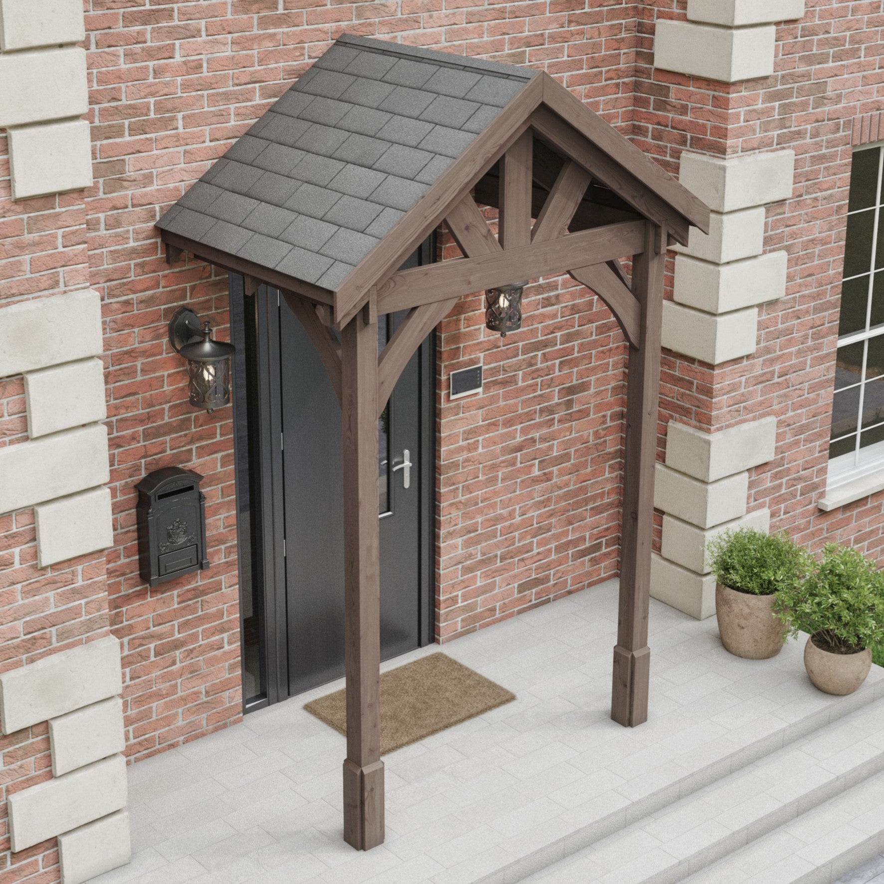 Felt Shingle Roof Porch - Rustic Brown - 1.22m Depth x 1.8m Width