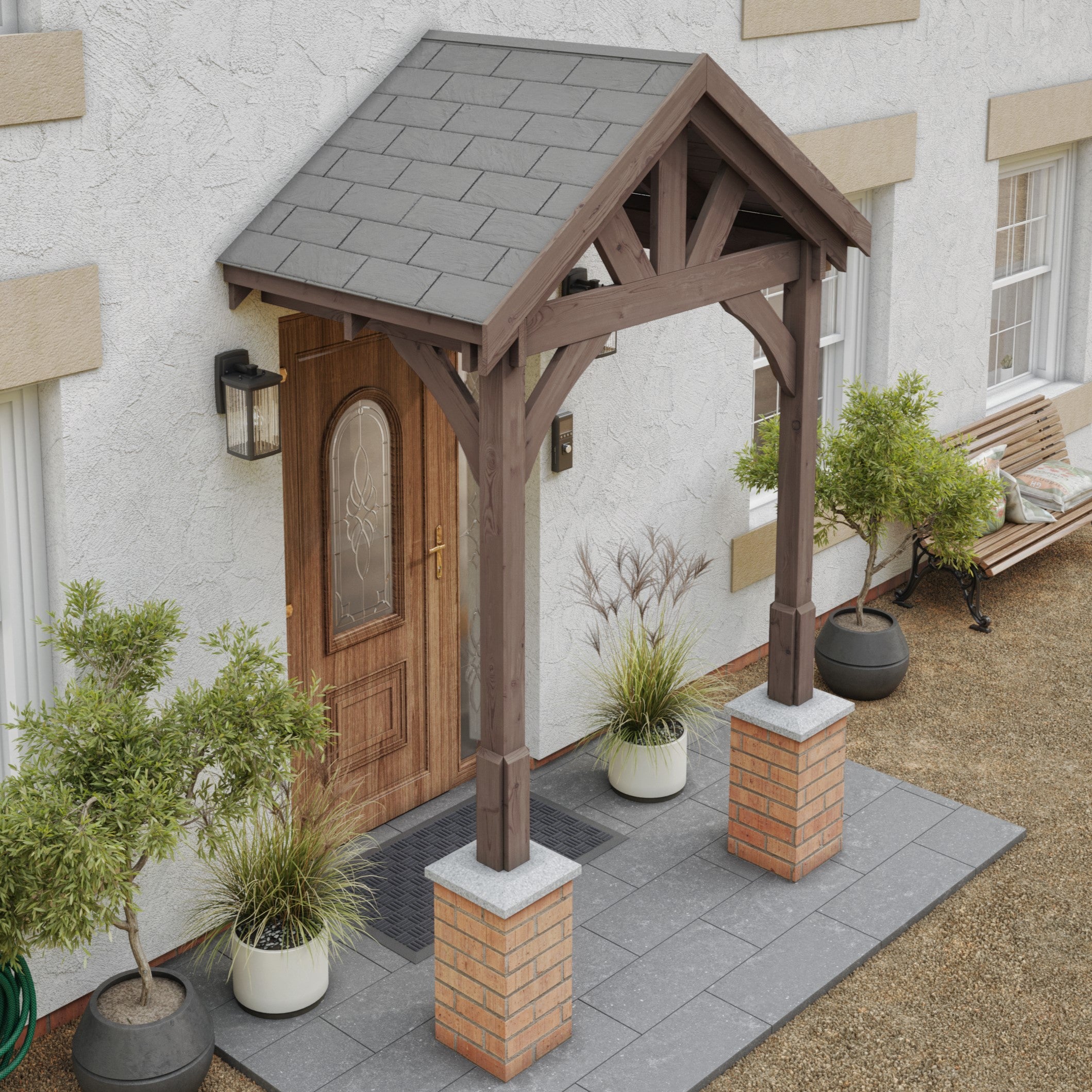 Felt Shingle Roof Porch - Rustic Brown - 1.22m Depth x 1.8m Width