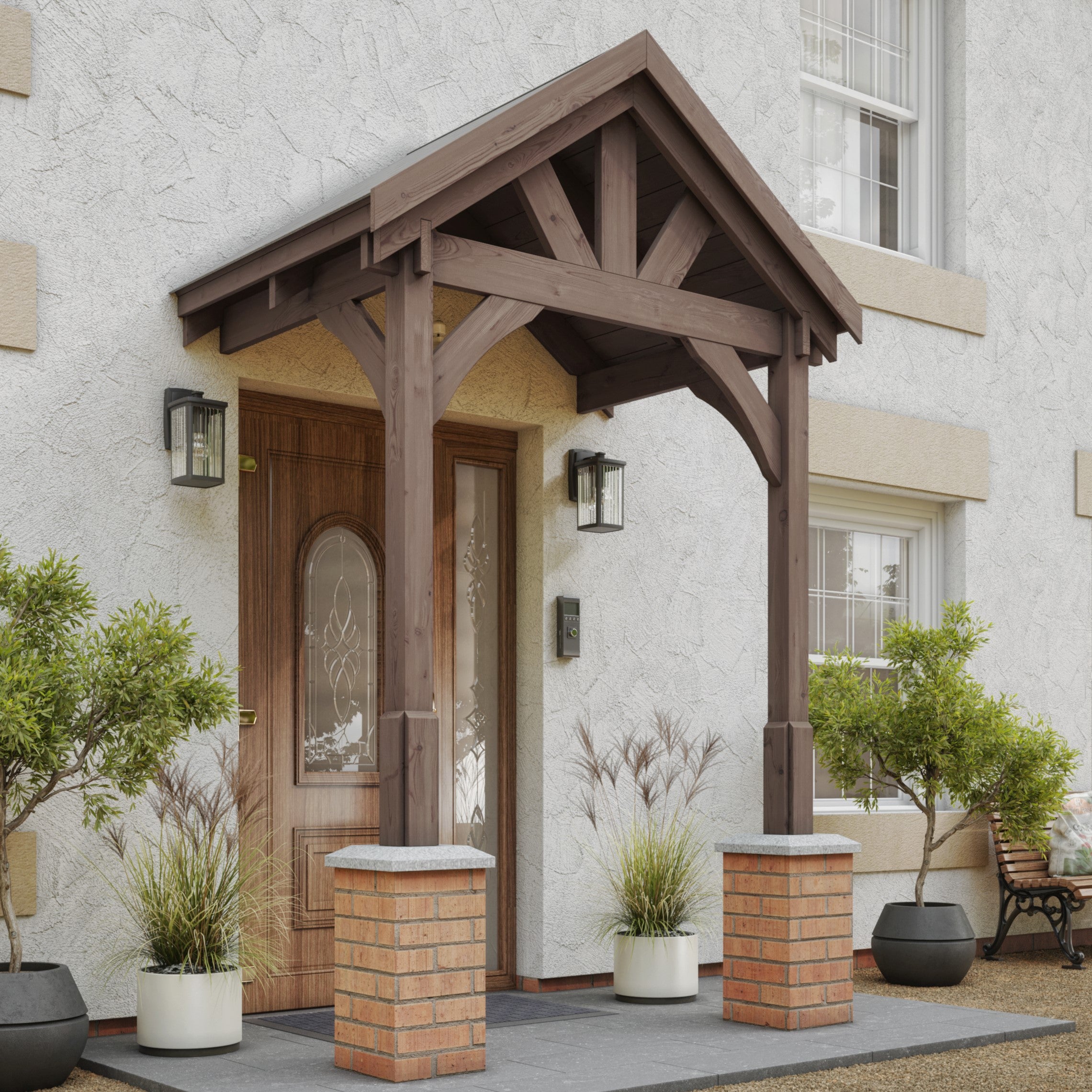 Felt Shingle Roof Porch - Rustic Brown - 1.22m Depth x 1.8m Width