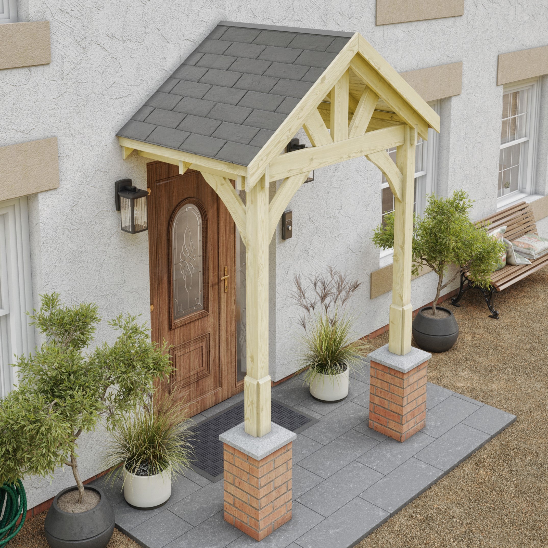 Felt Shingle Roof Porch - Light Green - 1.22m Depth x 1.8m Width