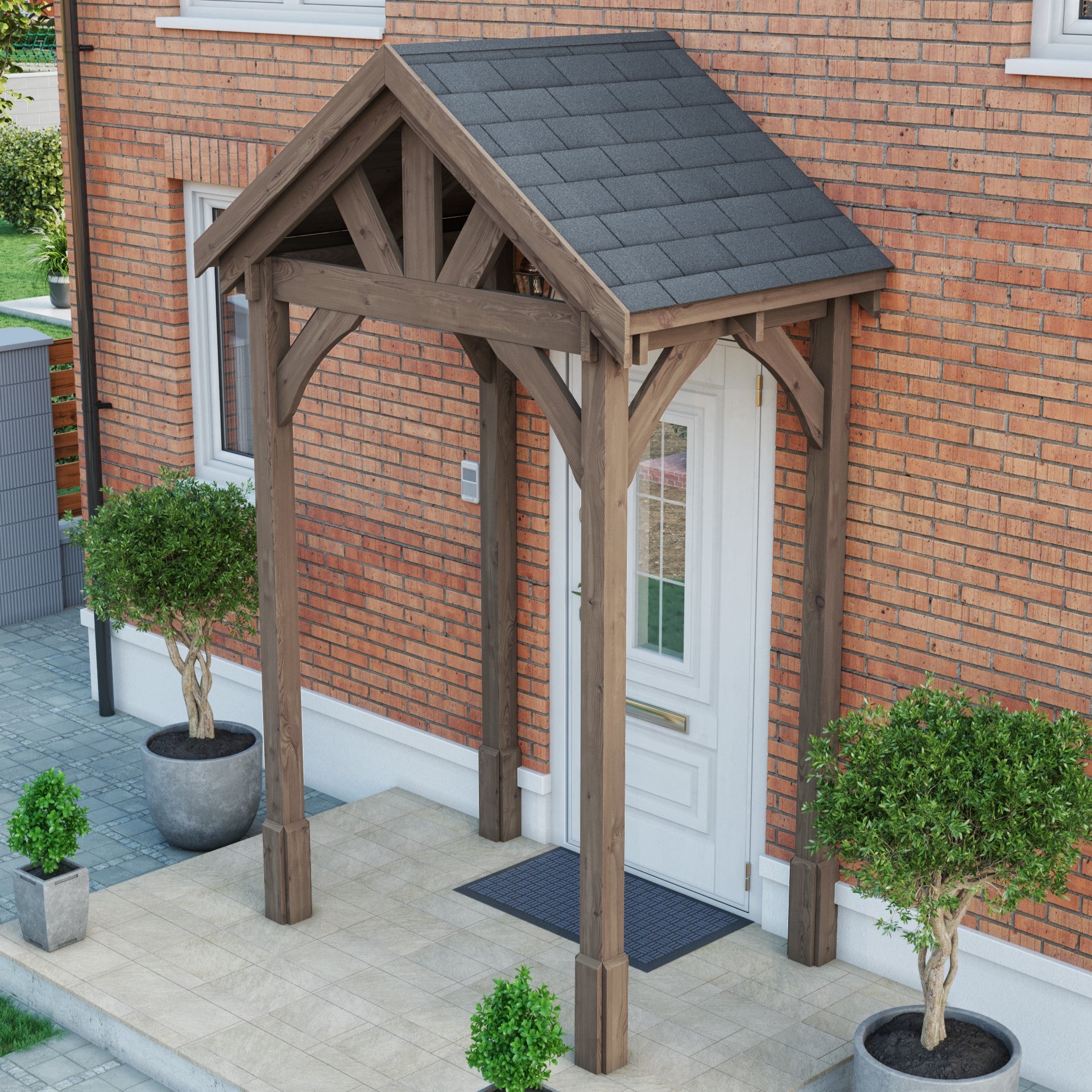 Felt Shingle Roof Porch - Rustic Brown - 1.22m Depth x 1.8m Width