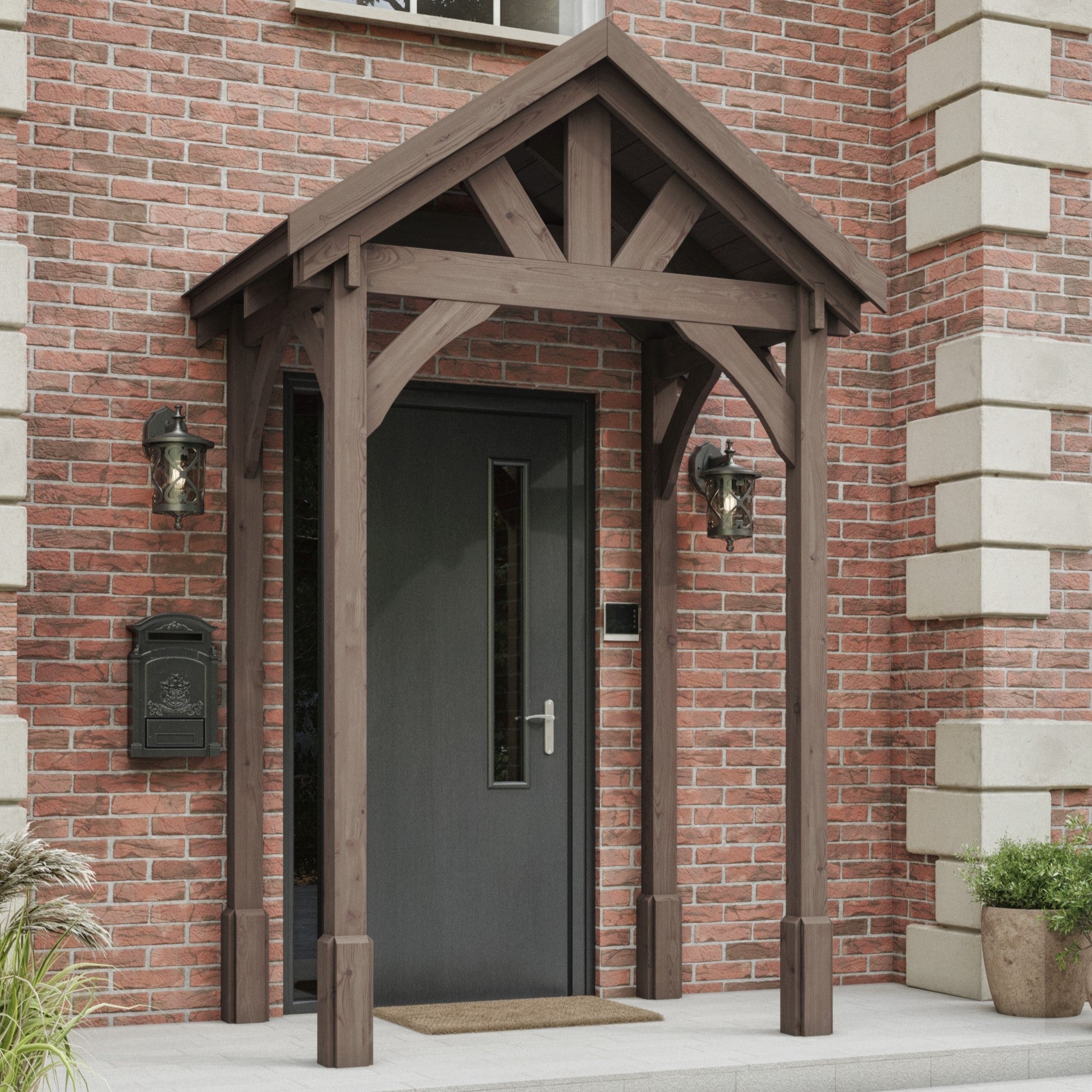 Felt Shingle Roof Porch - Rustic Brown - 1.22m Depth x 1.8m Width