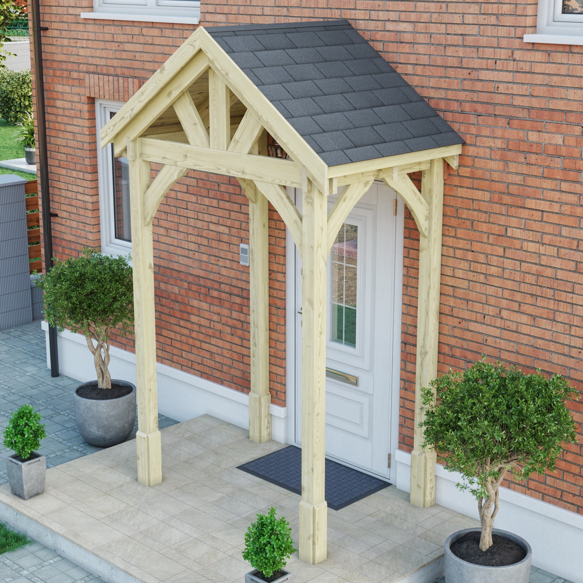 Felt Shingle Roof Porch - Light Green - 1.22m Depth x 1.8m Width