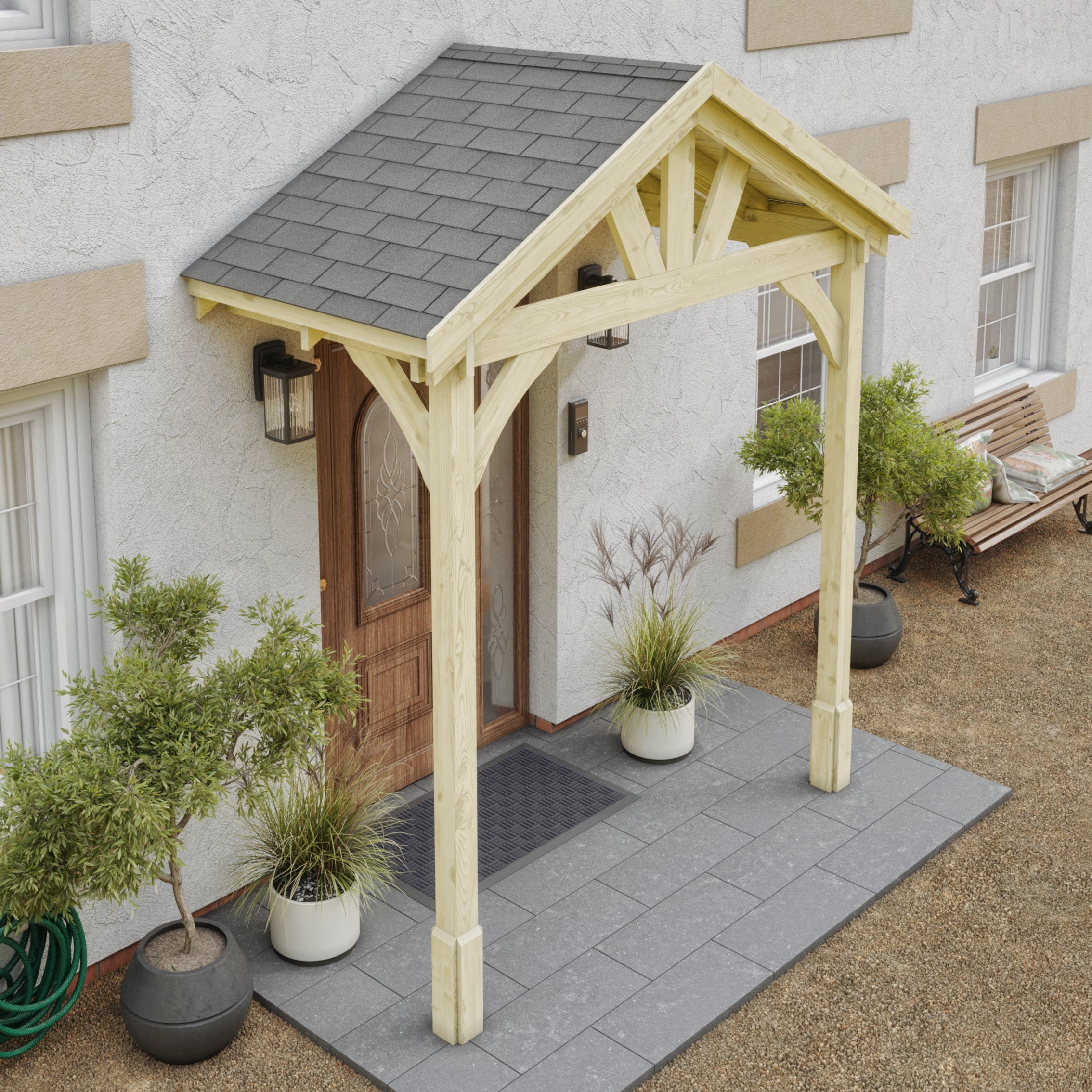 Felt Shingle Roof Porch - Light Green - 1.22m Depth x 2.4m Width