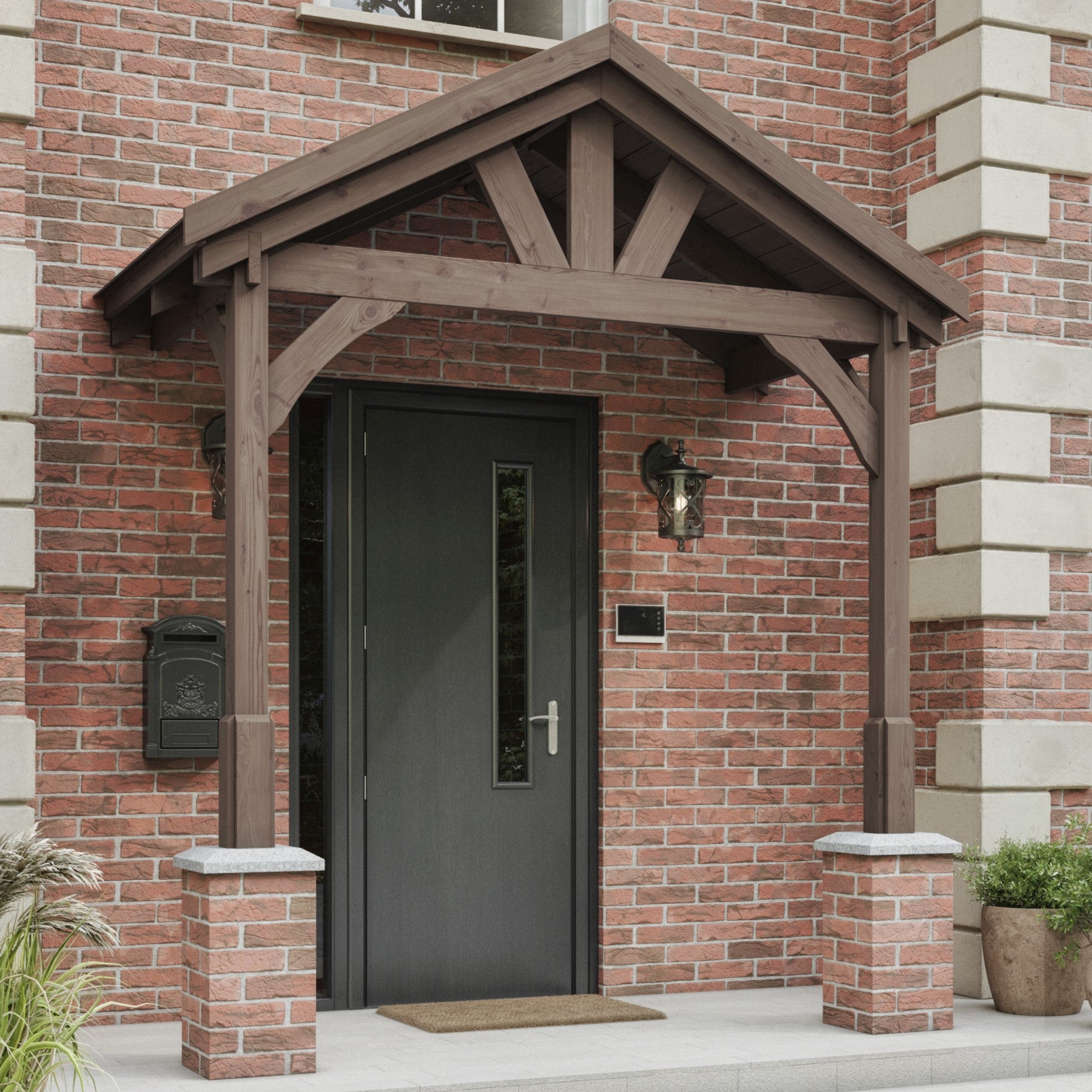 Felt Shingle Roof Porch - Rustic Brown - 1.22m Depth x 2.4m Width