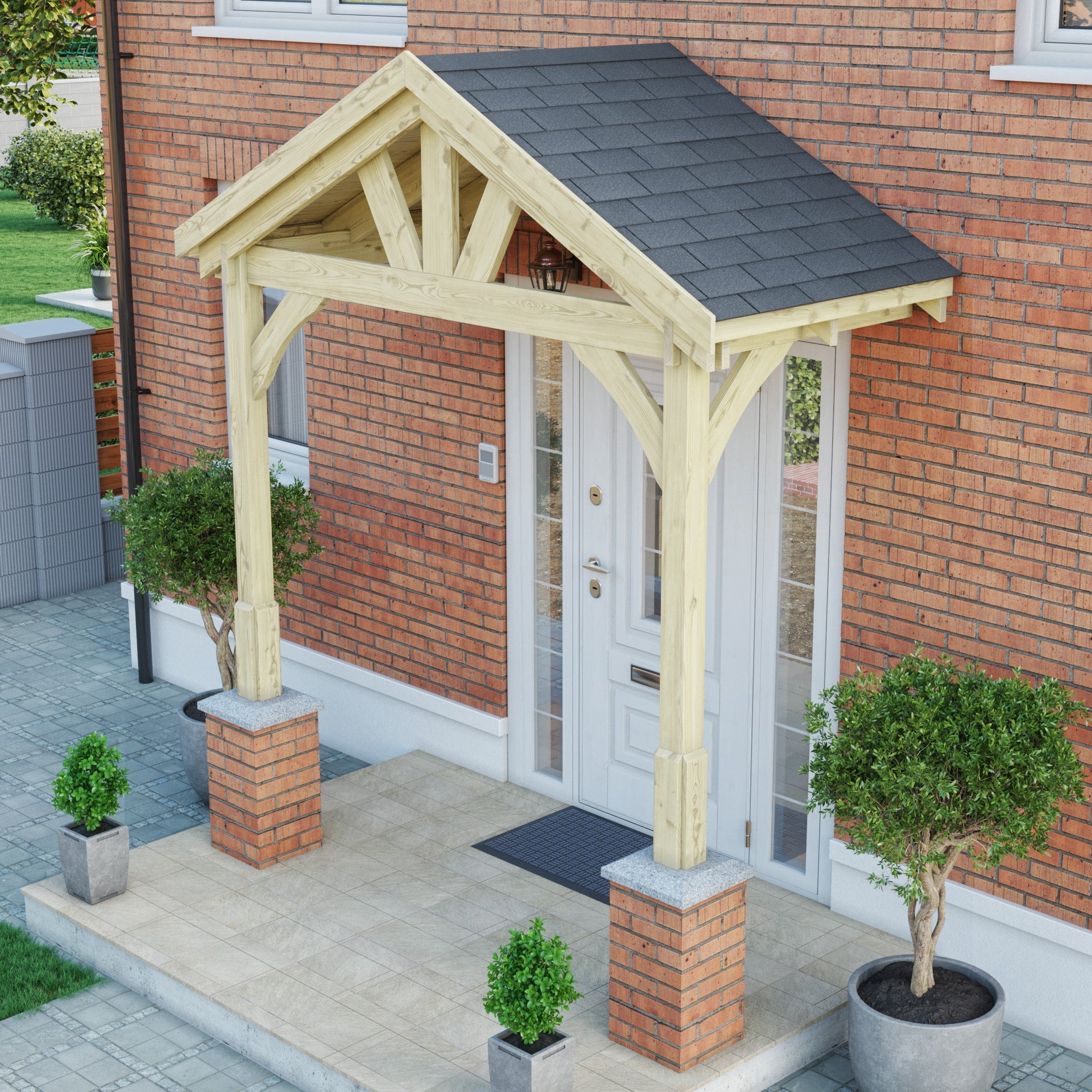 Felt Shingle Roof Porch - Light Green - 1.22m Depth x 2.4m Width