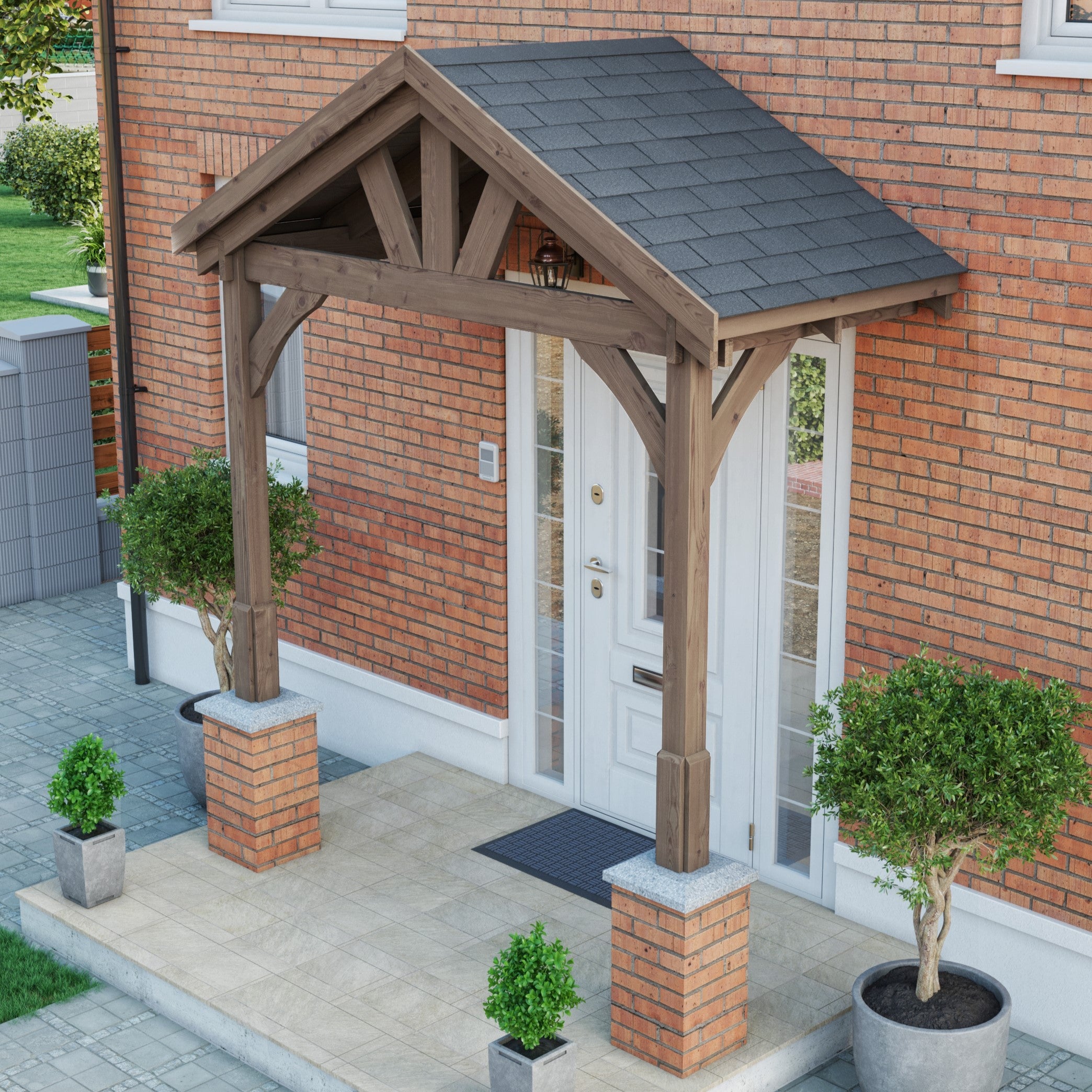 Felt Shingle Roof Porch - Rustic Brown - 1.22m Depth x 2.4m Width