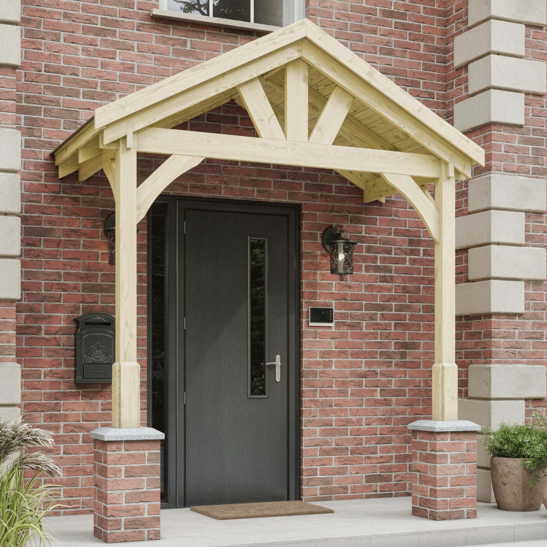 Felt Shingle Roof Porch - Light Green - 1.22m Depth x 2.4m Width