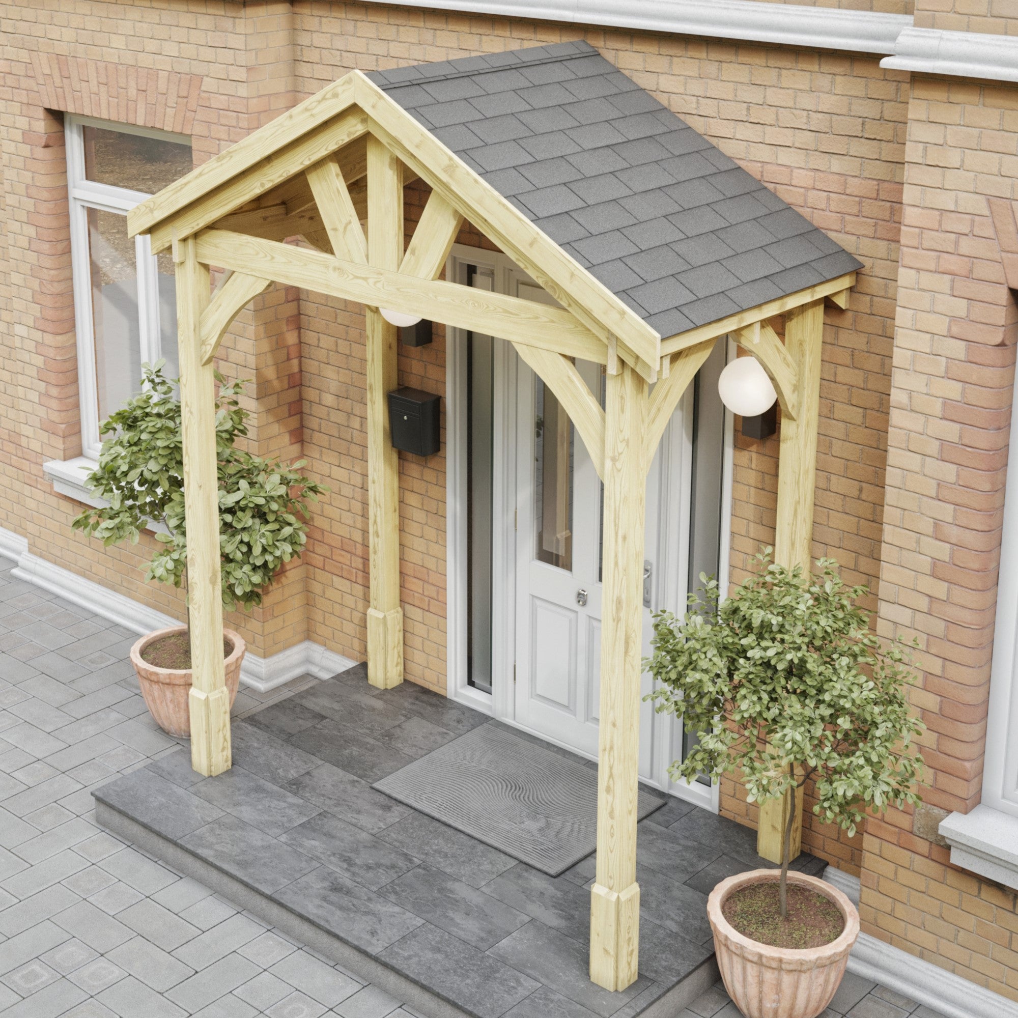 Felt Shingle Roof Porch - Light Green - 1.22m Depth x 2.4m Width