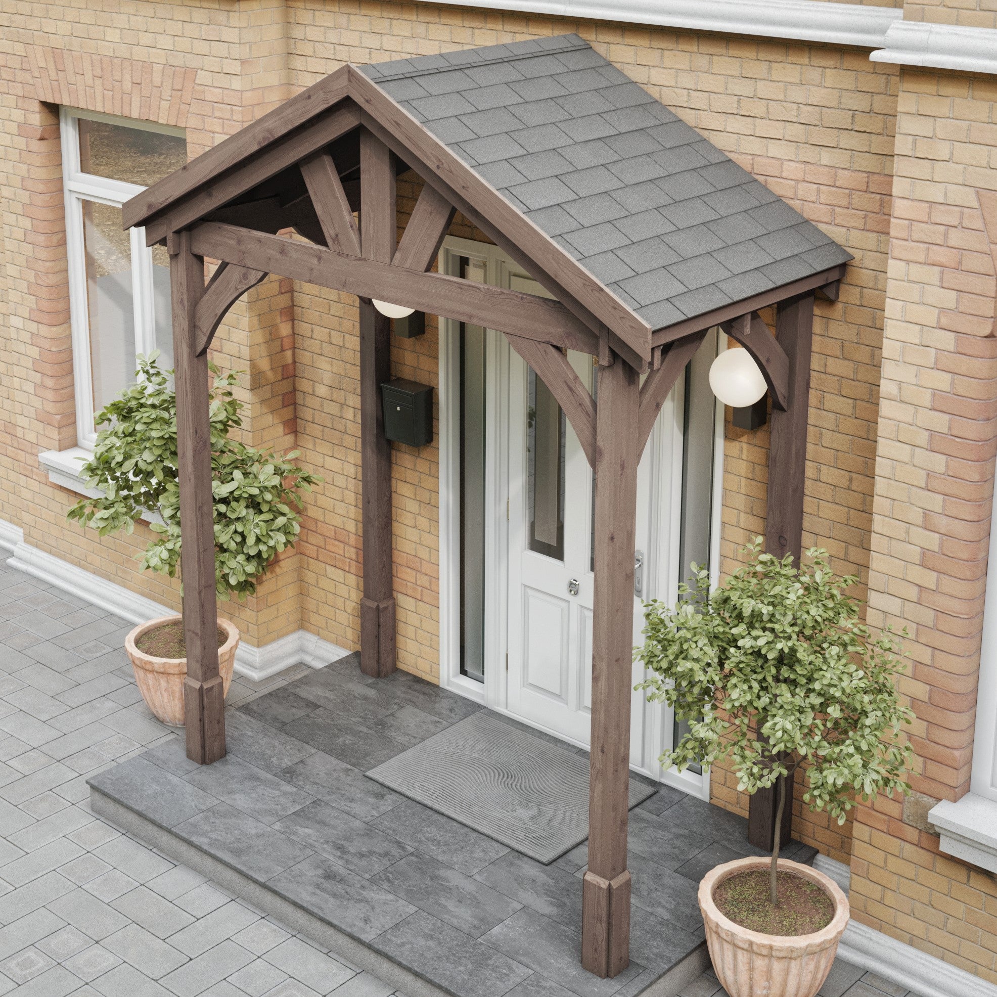 Felt Shingle Roof Porch - Rustic Brown - 1.22m Depth x 2.4m Width