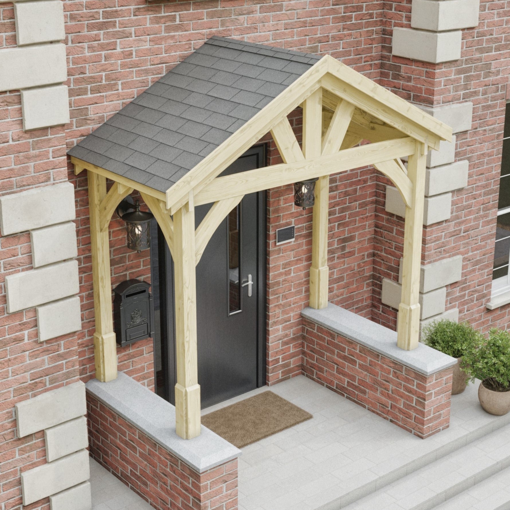 Felt Shingle Roof Porch - Light Green - 1.22m Depth x 2.4m Width